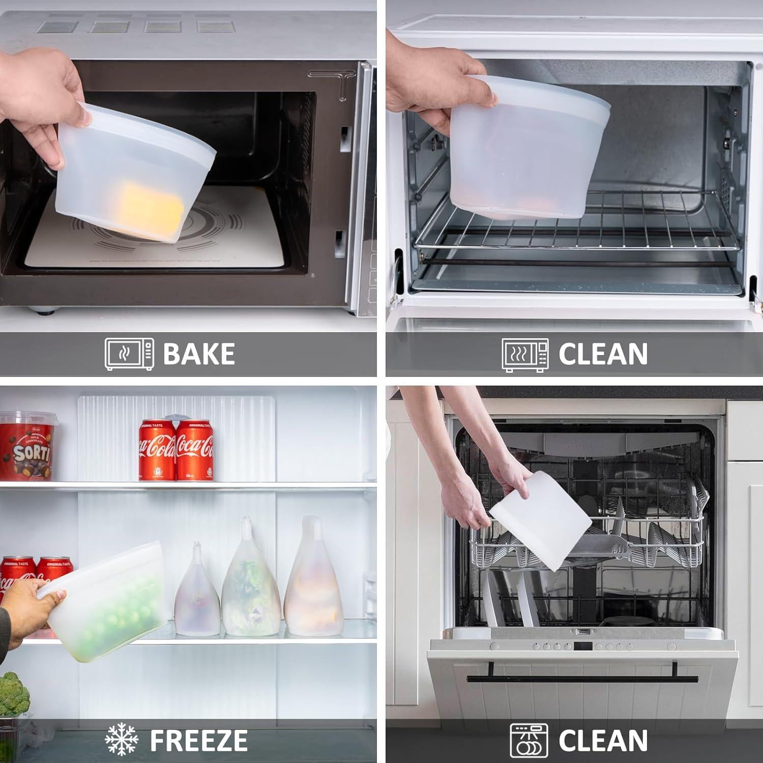 Bolsas de Silicona Reutilizables Annaklin 4 Piezas 2400ml