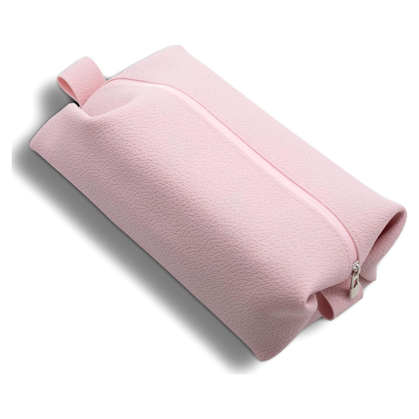 Bolsa de Maquillaje de Silicona FyndAna Rosa Impermeable 21.8x9.4x8.1cm