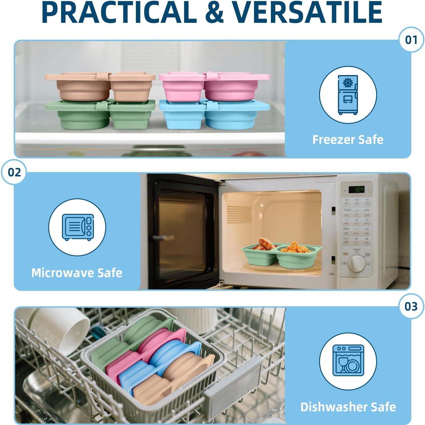 Paquete de 4 Contenedores de Snack de Silicona Reutilizables