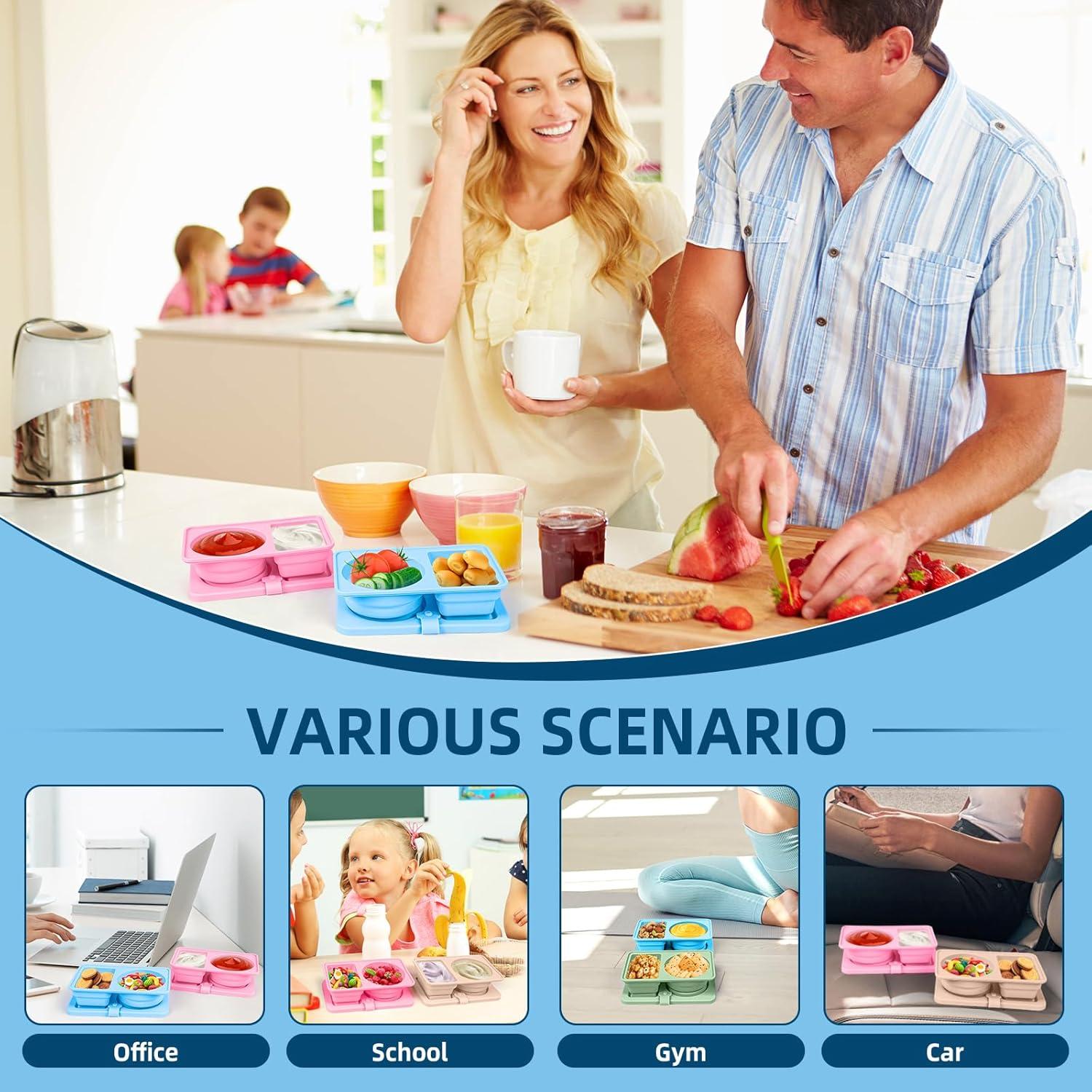 Paquete de 4 Contenedores de Snack de Silicona Reutilizables