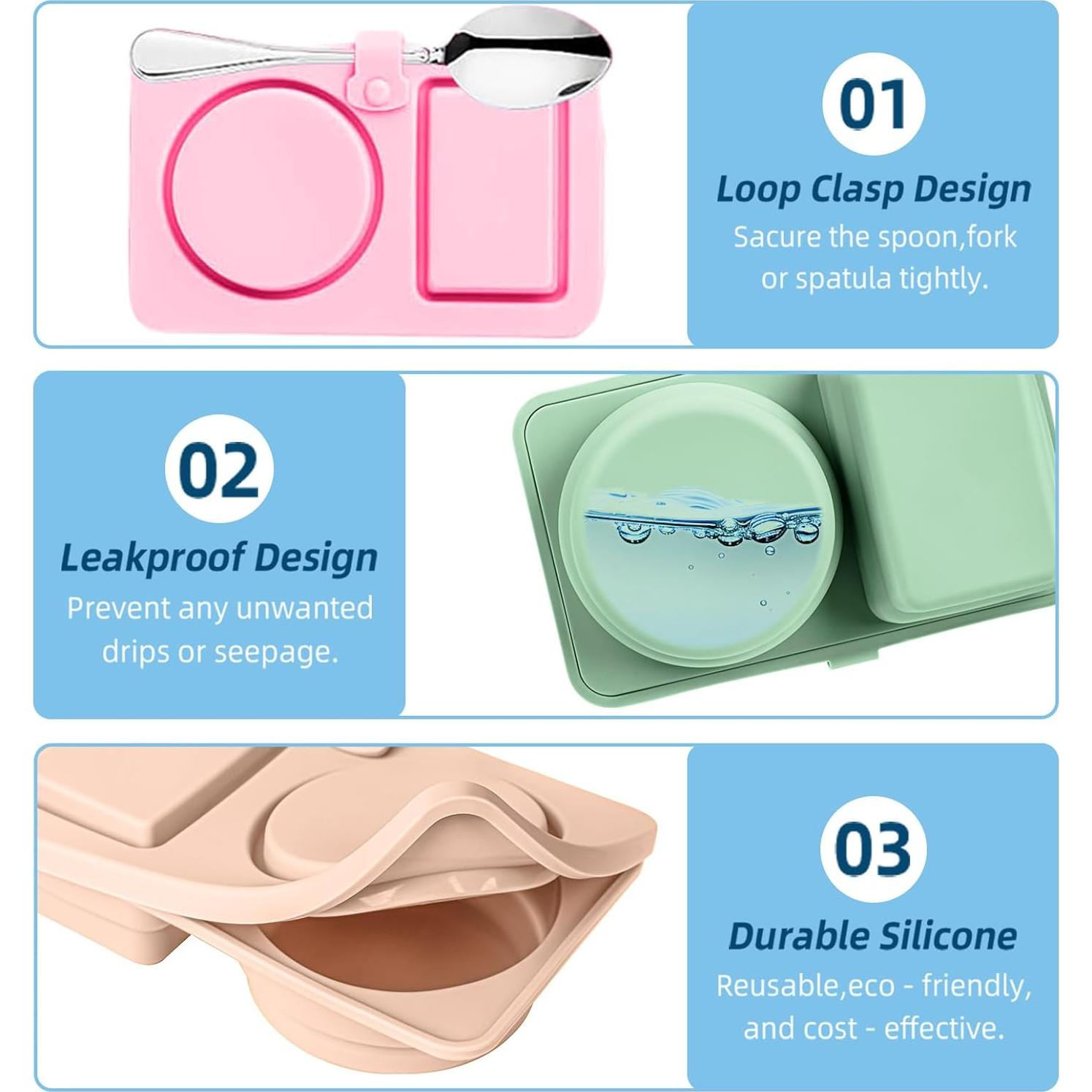 Paquete de 4 Contenedores de Snack de Silicona Reutilizables