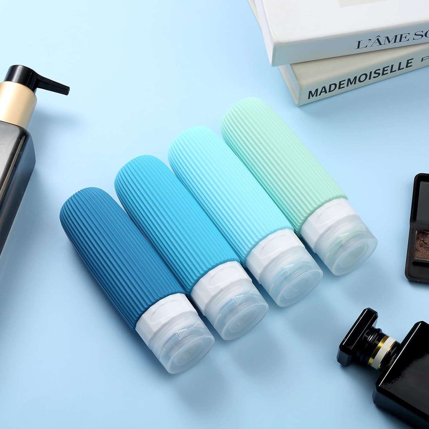 Set de 4 Botellas de Viaje Silicona 3oz Aprobadas por TSA