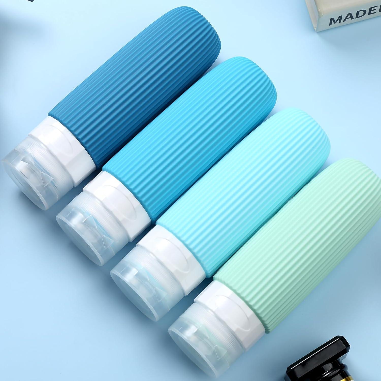 Set de 4 Botellas de Viaje Silicona 3oz Aprobadas por TSA