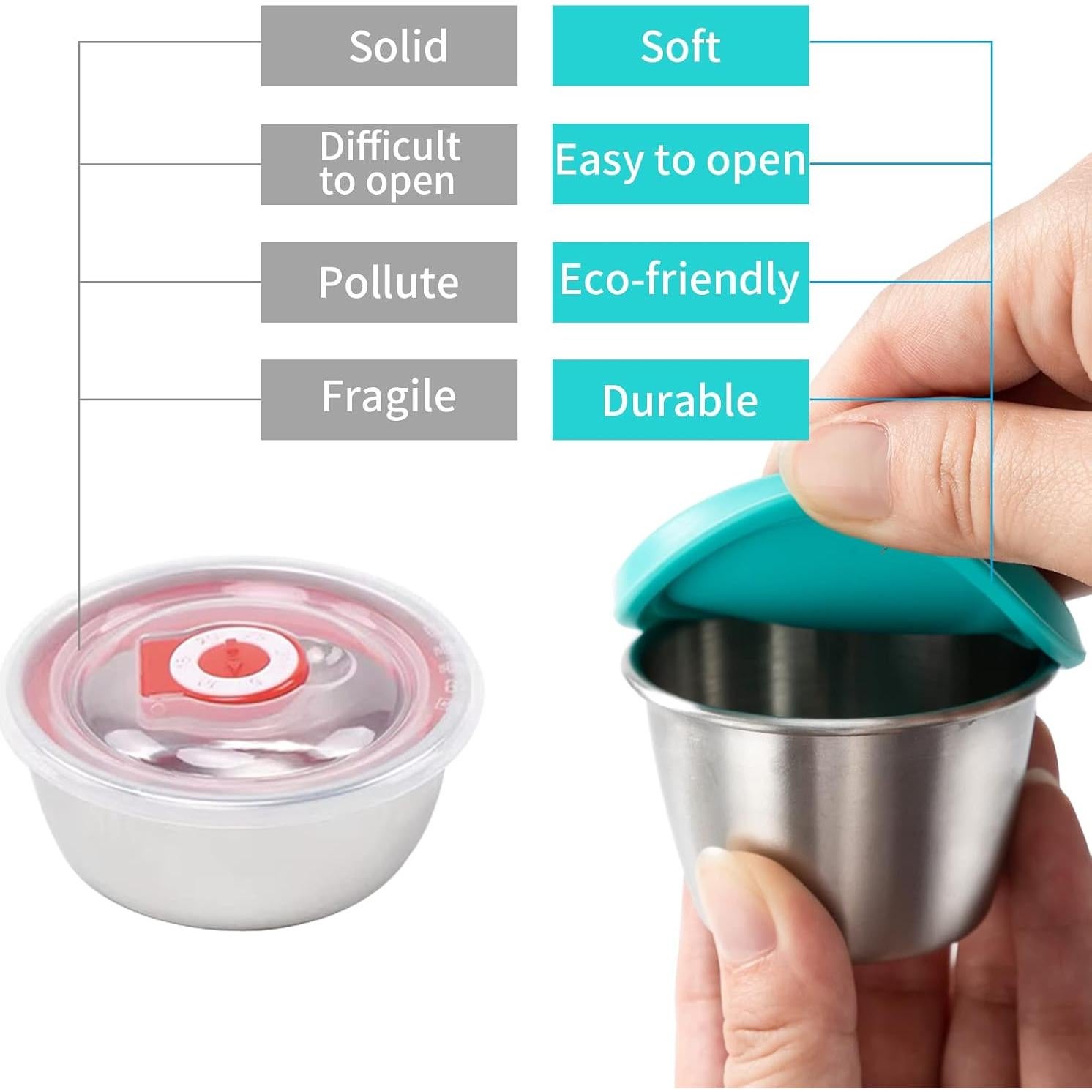 Contenedor de Acero Inoxidable Freshmage 6 Piezas 70ml a Prueba de Fugas