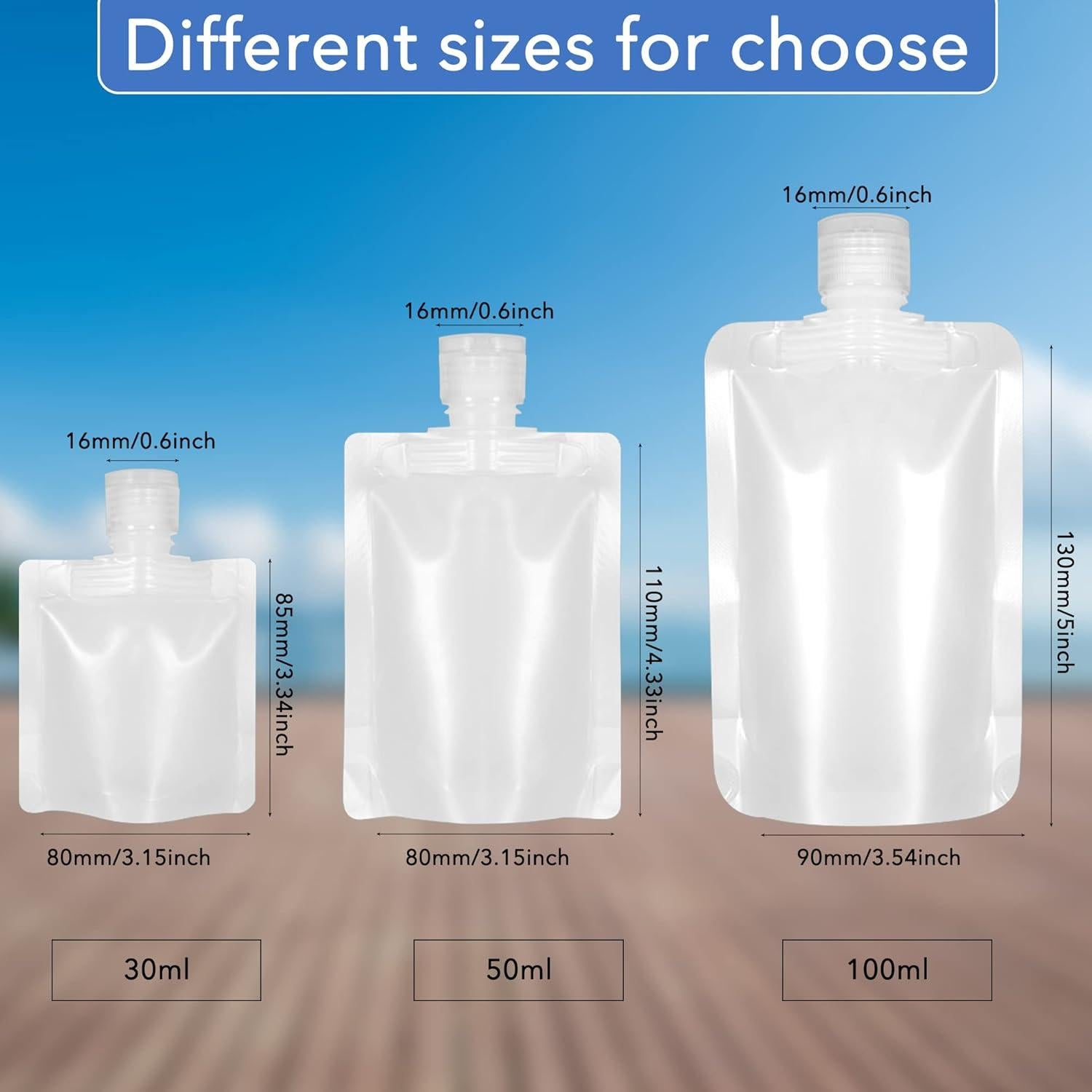 18 Bolsas de Squeeze Vacías HQLESHUI 30ml/50ml/100ml Viaje