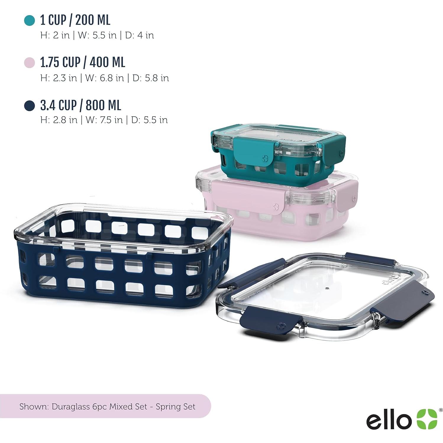 Contenedores de Vidrio Ello Duraglass 3-Pack Herméticos 1200ml