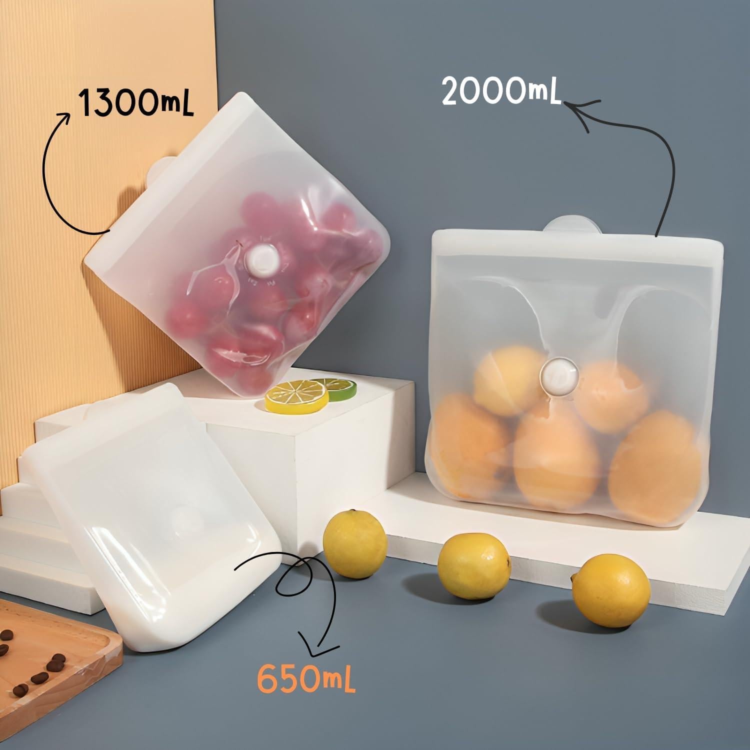 Bolsas de Almacenamiento de Comida Silicona Reutilizables 1300ml