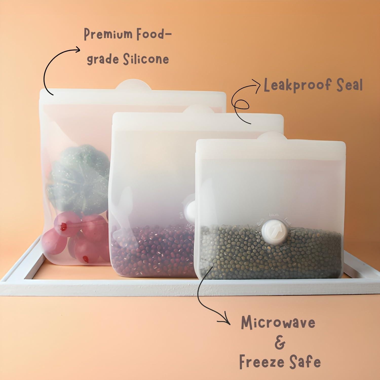 Bolsas de Almacenamiento de Comida Silicona Reutilizables 1300ml