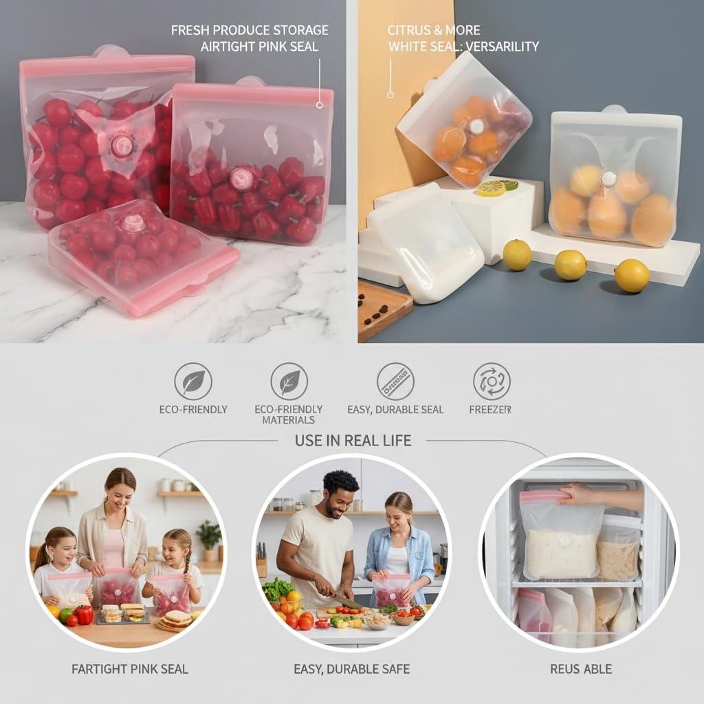 Bolsas de Almacenamiento de Comida Silicona Reutilizables 1300ml