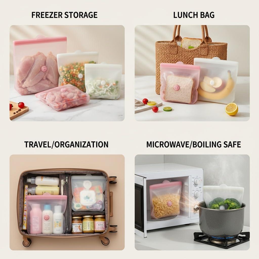 Bolsas de Almacenamiento de Comida Silicona Reutilizables 1300ml