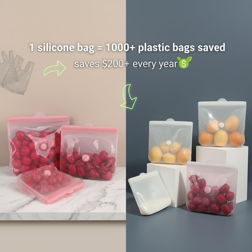 Bolsas de Almacenamiento de Comida Silicona Reutilizables 1300ml