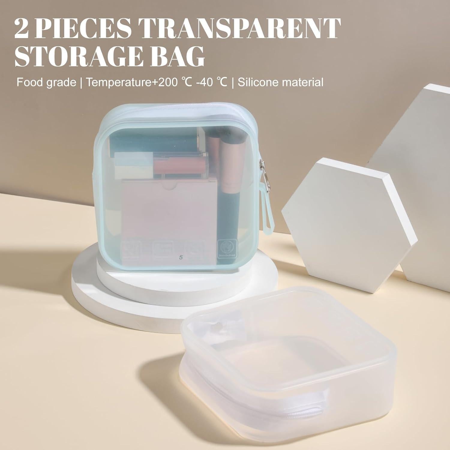 Bolsa de Maquillaje de Viaje BS-MALL - Silicona Impermeable, 2 Piezas