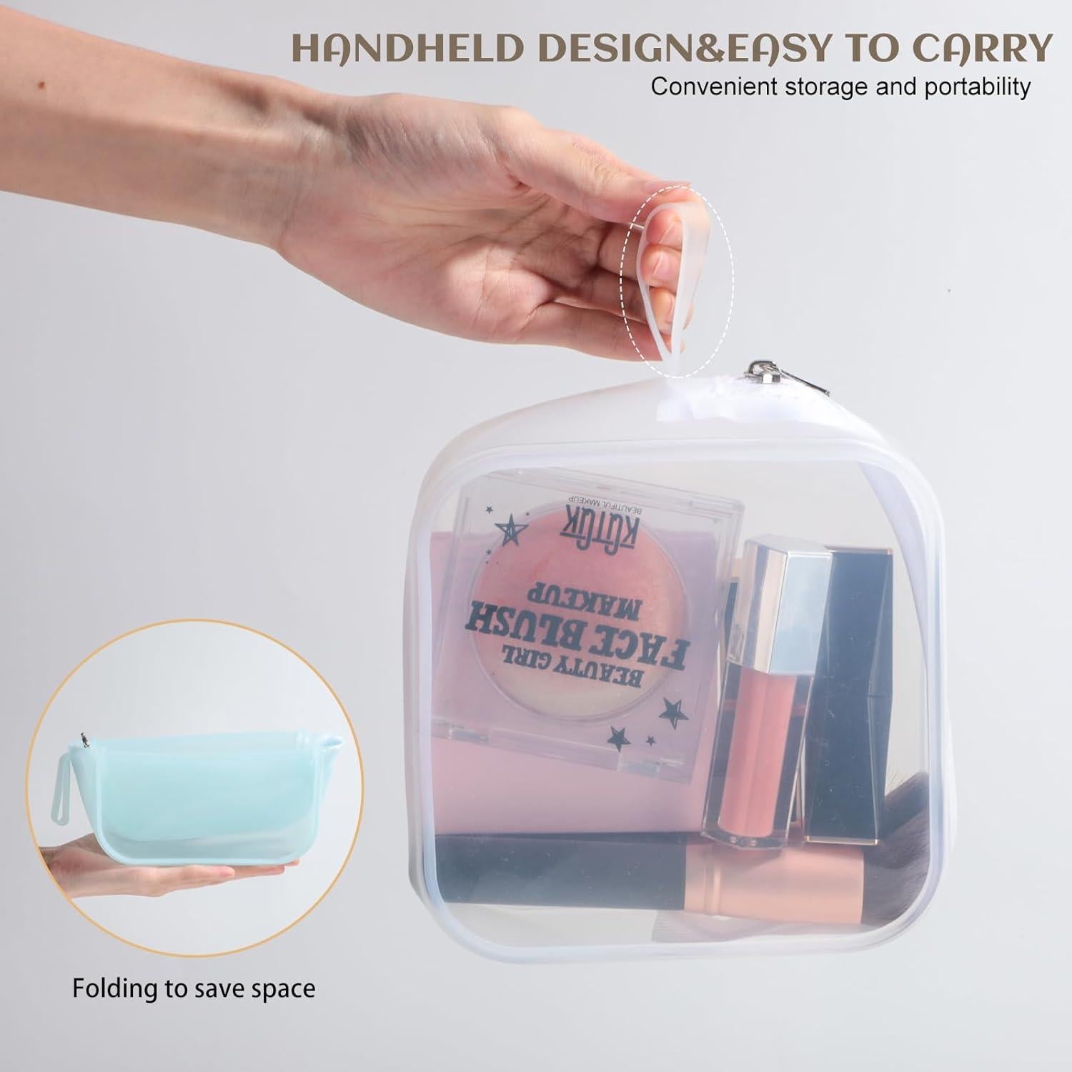 Bolsa de Maquillaje de Viaje BS-MALL - Silicona Impermeable, 2 Piezas