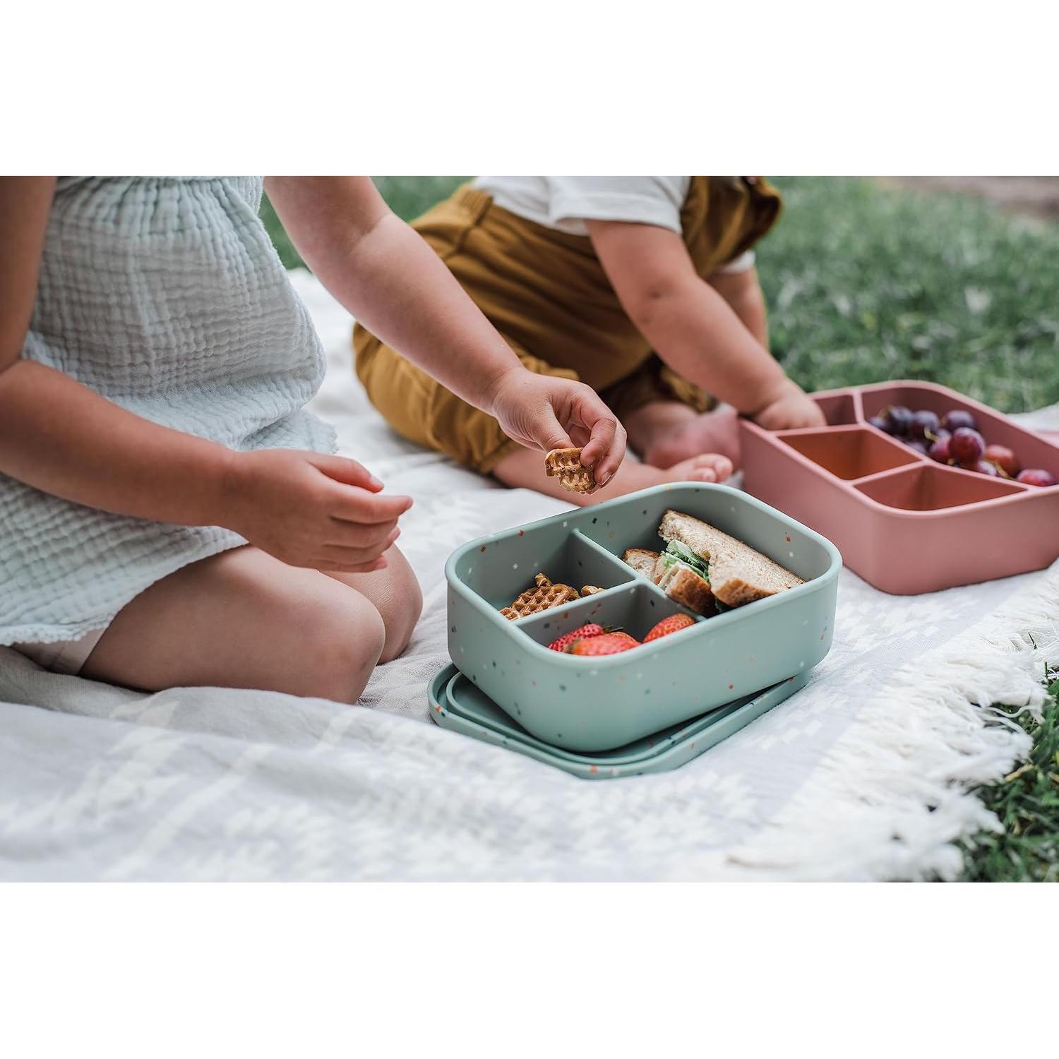 Caja Bento de Silicona Spoondrift Verde 3 Compartimentos 400ml