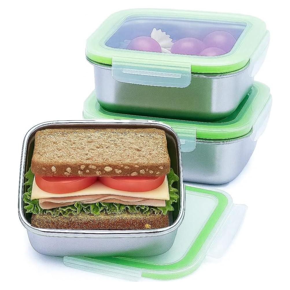 Juego de 3 Contenedores de Sándwich Acero Inoxidable SnapMate