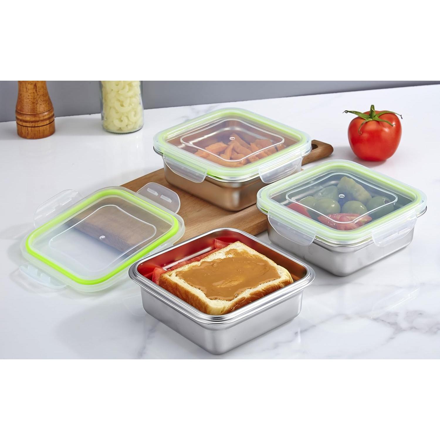 Juego de 3 Contenedores de Sándwich Acero Inoxidable SnapMate