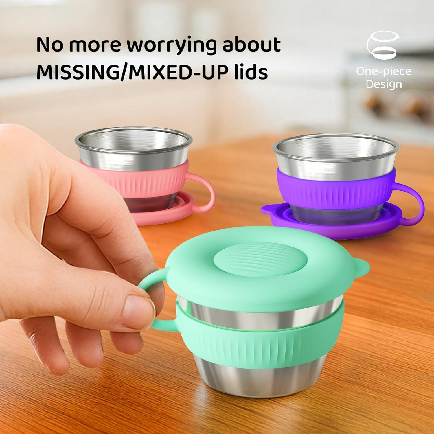 Contenedores de Acero Inoxidable Omilly 6 Pack 70ml con Tapas Silicona