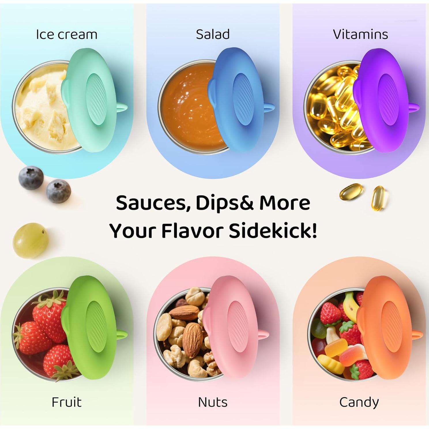 Contenedores de Acero Inoxidable Omilly 6 Pack 70ml con Tapas Silicona