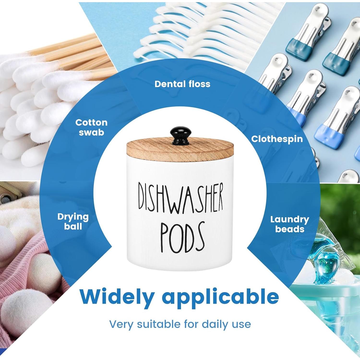 Contenedor Redondo de Madera OKYMOTOR para Cápsulas de Lavavajillas 12x12x13 cm