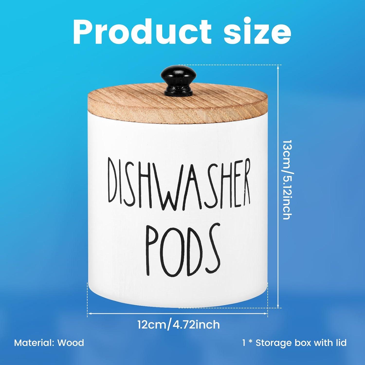 Contenedor Redondo de Madera OKYMOTOR para Cápsulas de Lavavajillas 12x12x13 cm