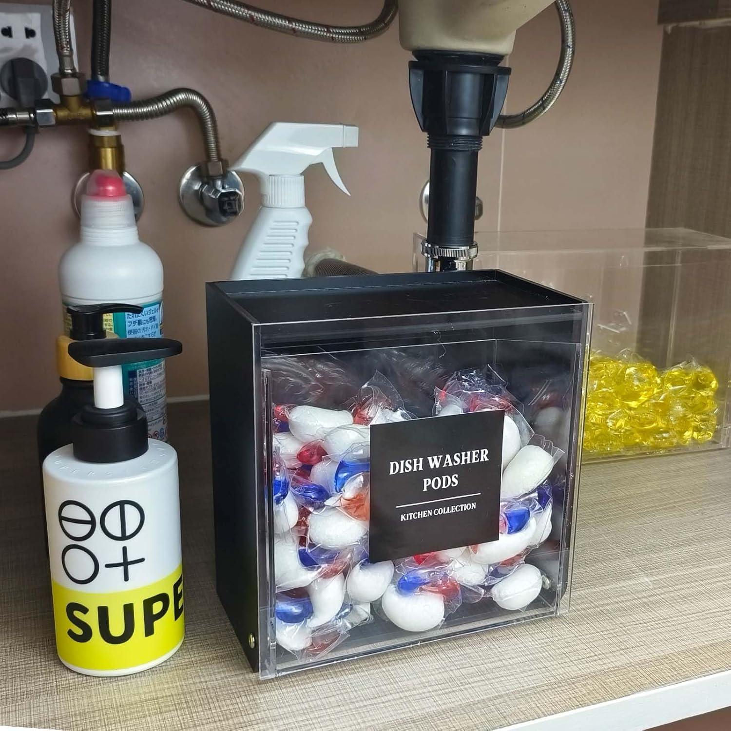 Contenedor de cápsulas de lavandería Gnjoyxuan negro 18.89 cm