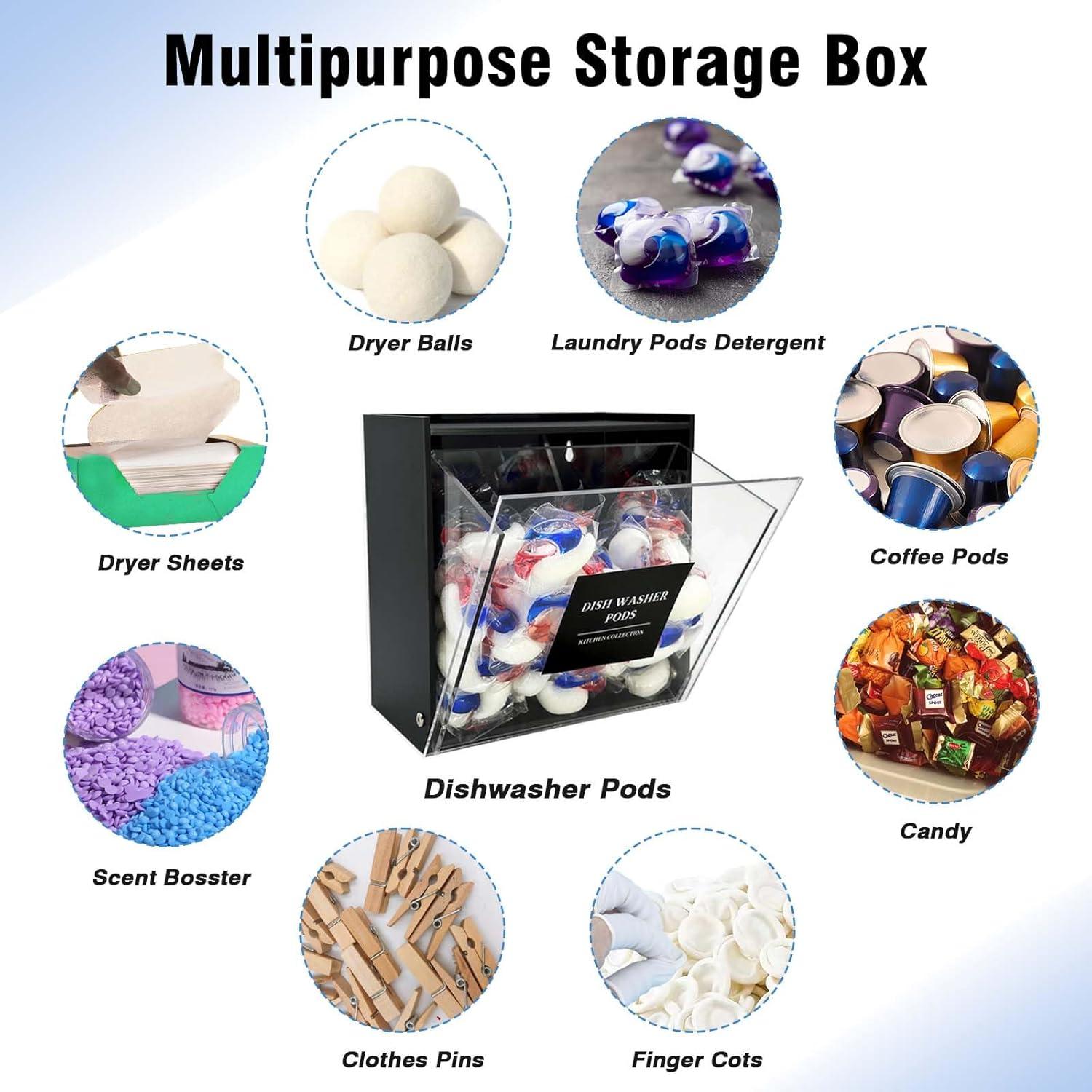 Contenedor de cápsulas de lavandería Gnjoyxuan negro 18.89 cm