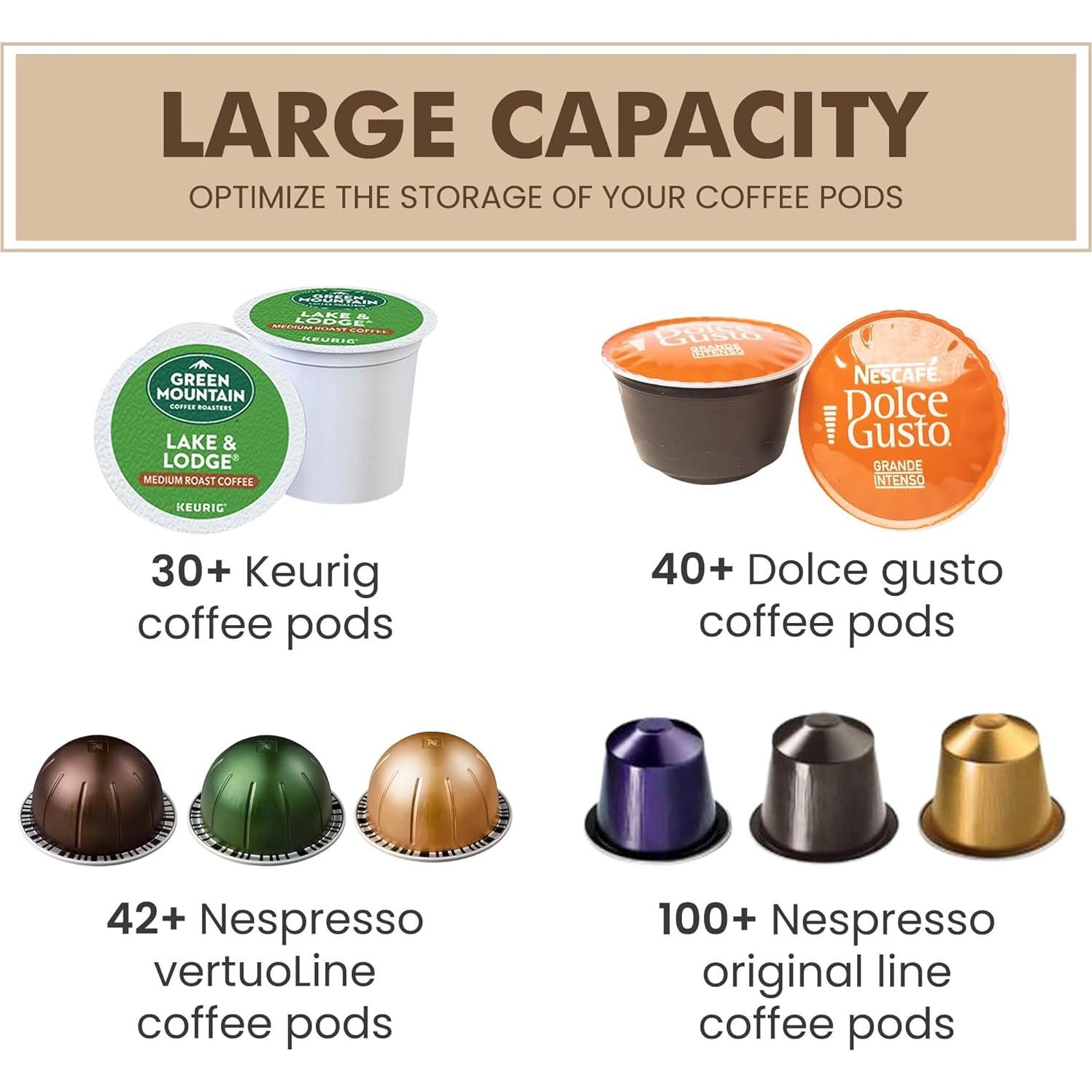 Soporte para cápsulas de café Home Essentials 89356 - Almacenamiento cilíndrico negro con base de madera