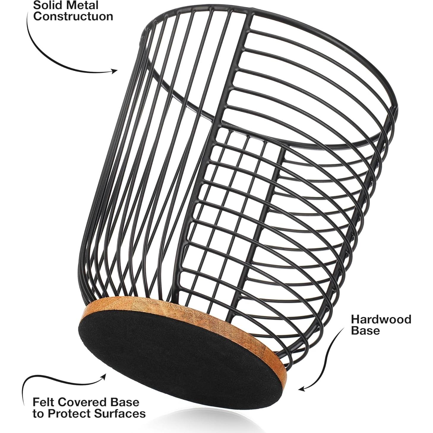 Soporte para cápsulas de café Home Essentials 89356 - Almacenamiento cilíndrico negro con base de madera