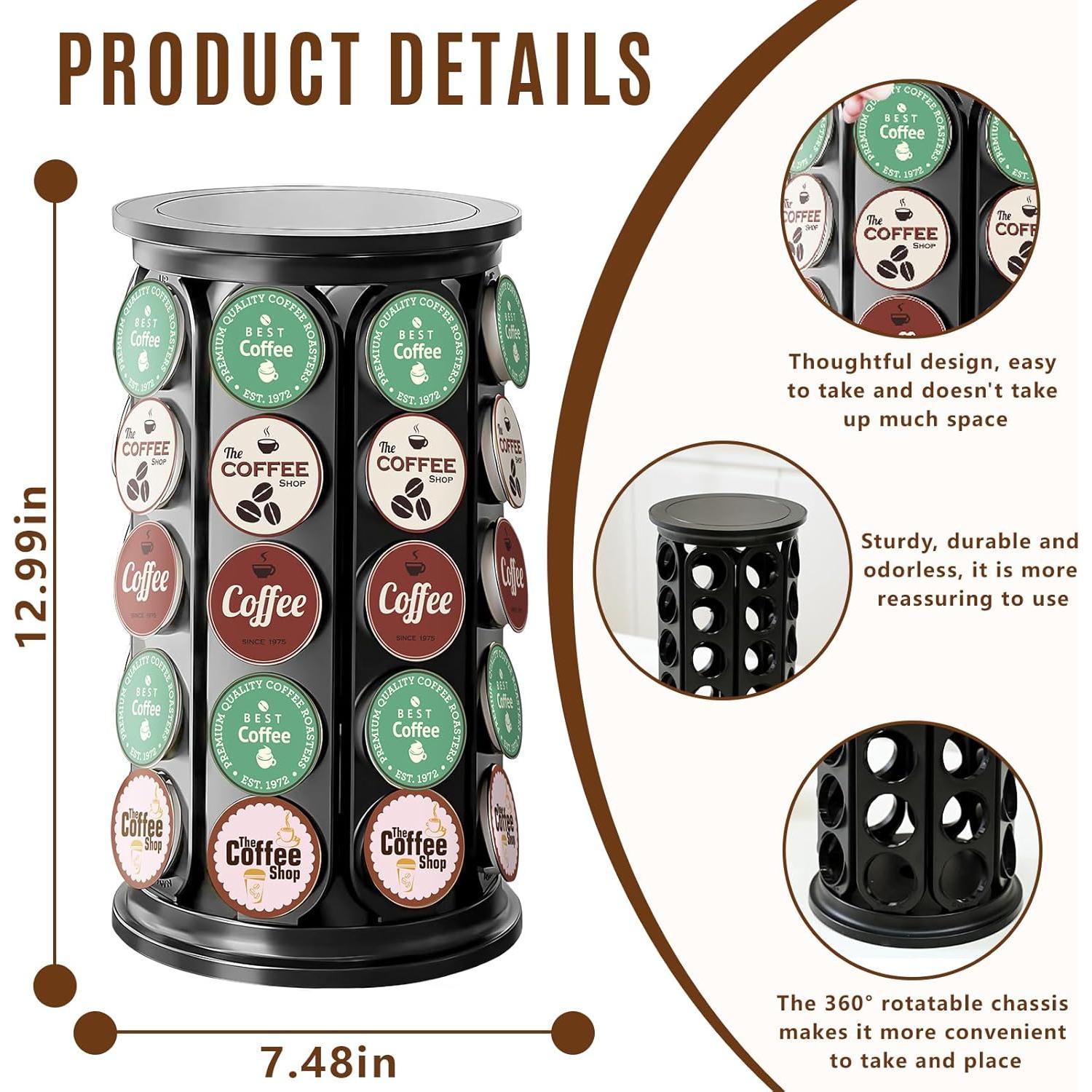 Soporte Organizador para K-Cup Tomshub, 40 Cápsulas, Negro
