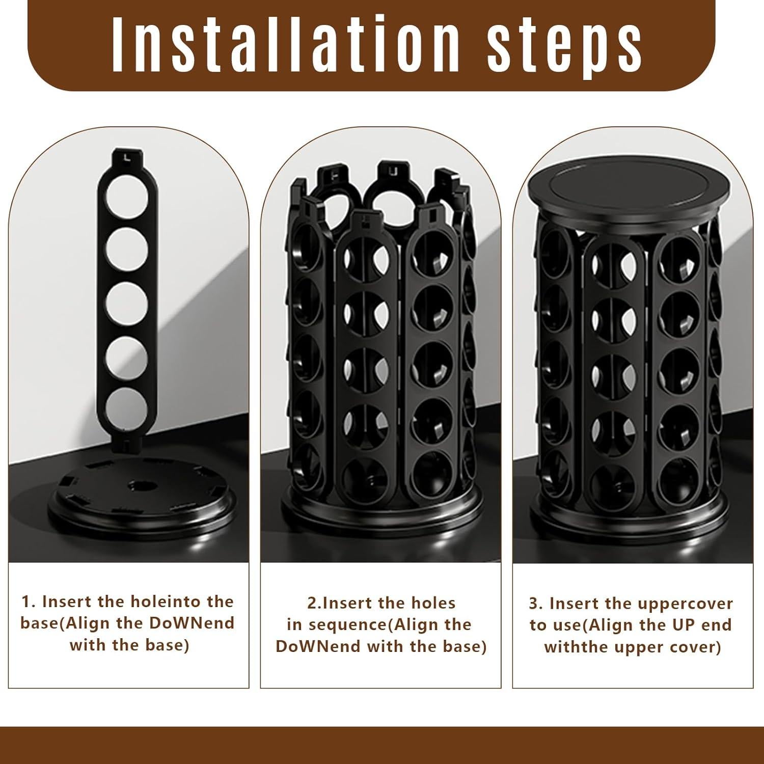 Soporte Organizador para K-Cup Tomshub, 40 Cápsulas, Negro