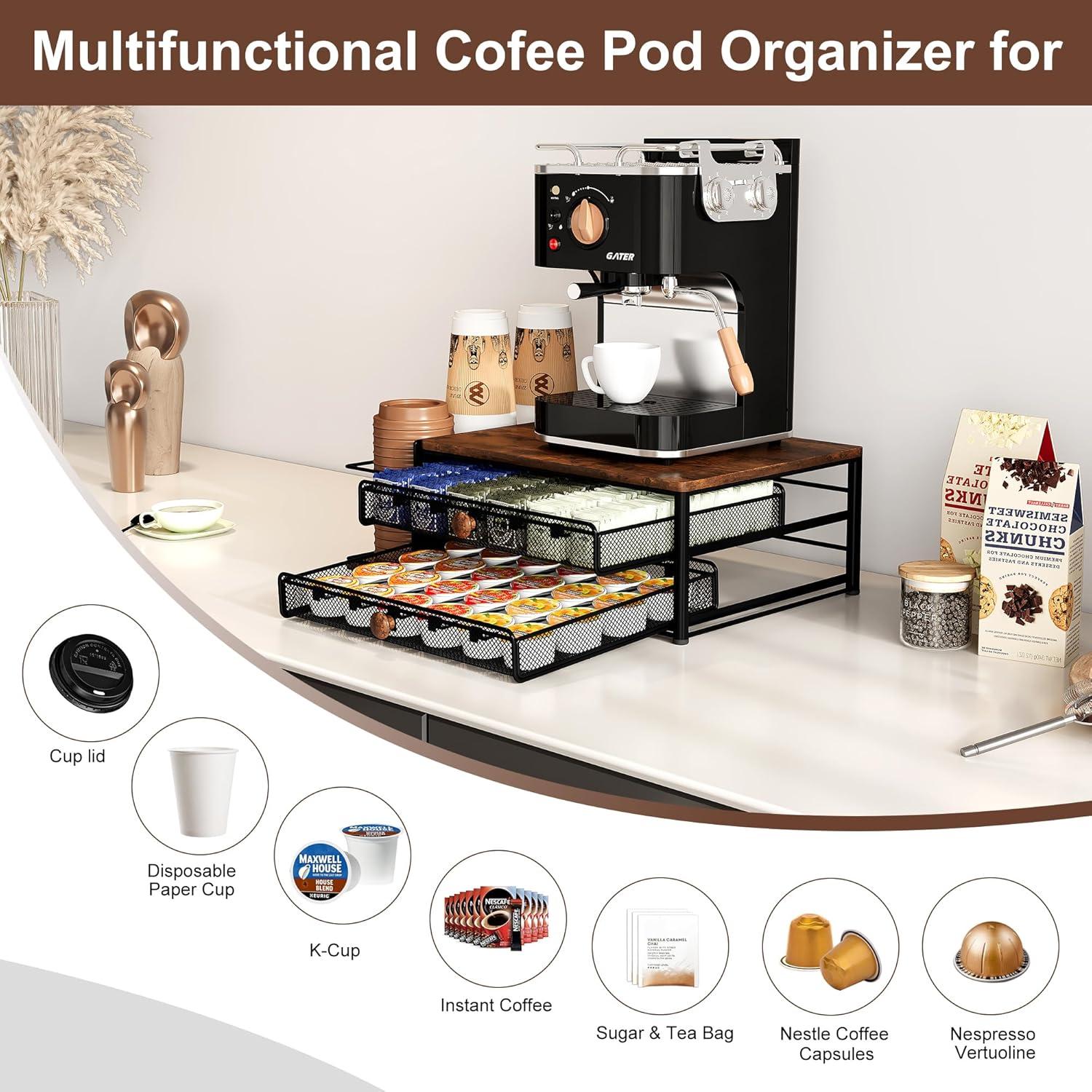 Organizador de Café IZLIF para 60 K Cups con Cajones y Soporte