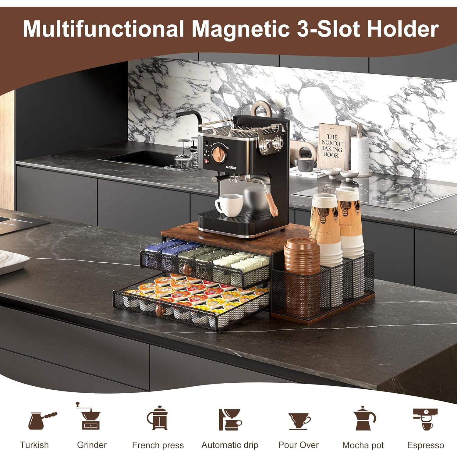 Organizador de Café IZLIF para 60 K Cups con Cajones y Soporte