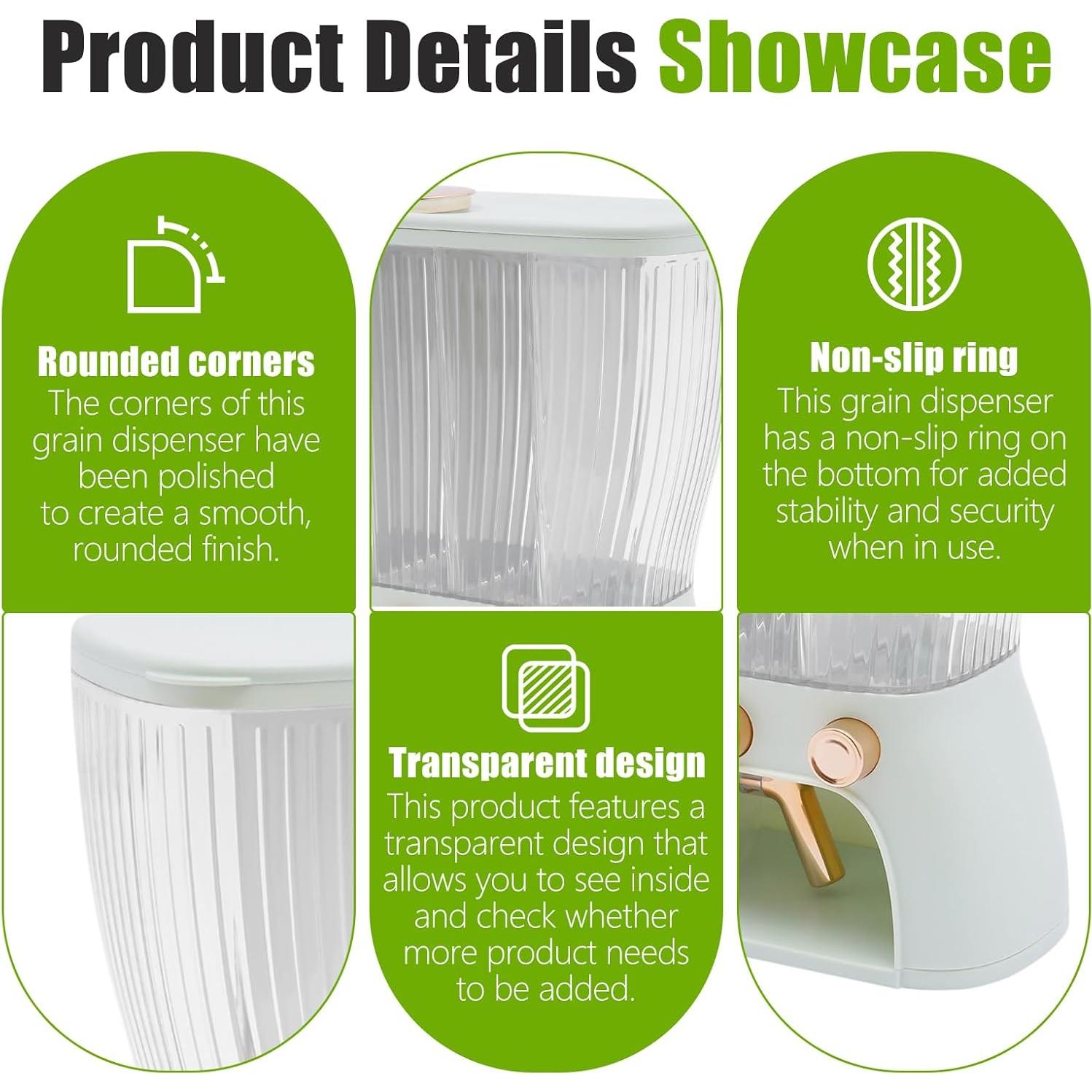 Dispensador de Granos Ageanbri 10kg 6 Compartimentos Verde Claro