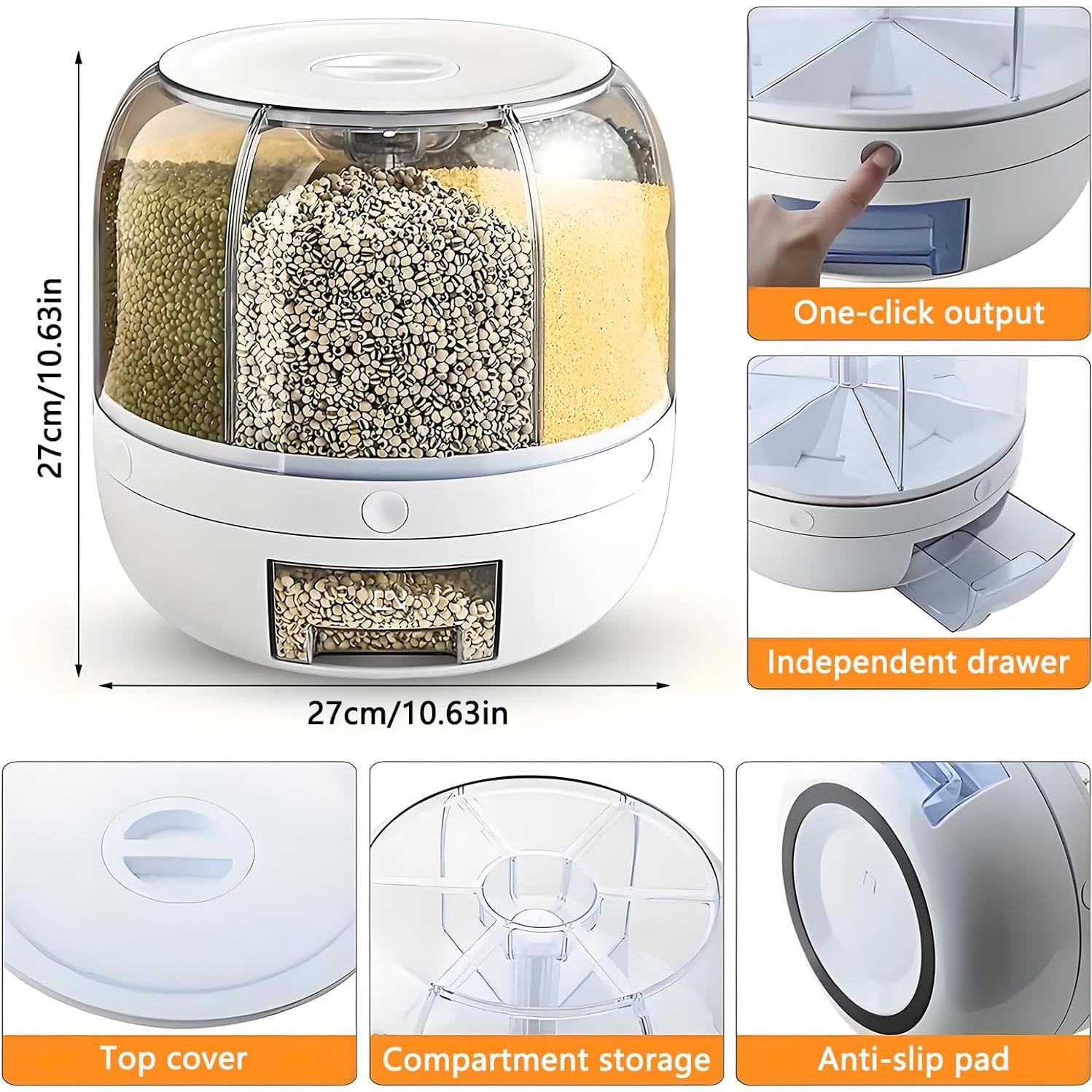 Contenedor de Almacenamiento de Granos Wnnideo 20L 6 Compartimentos