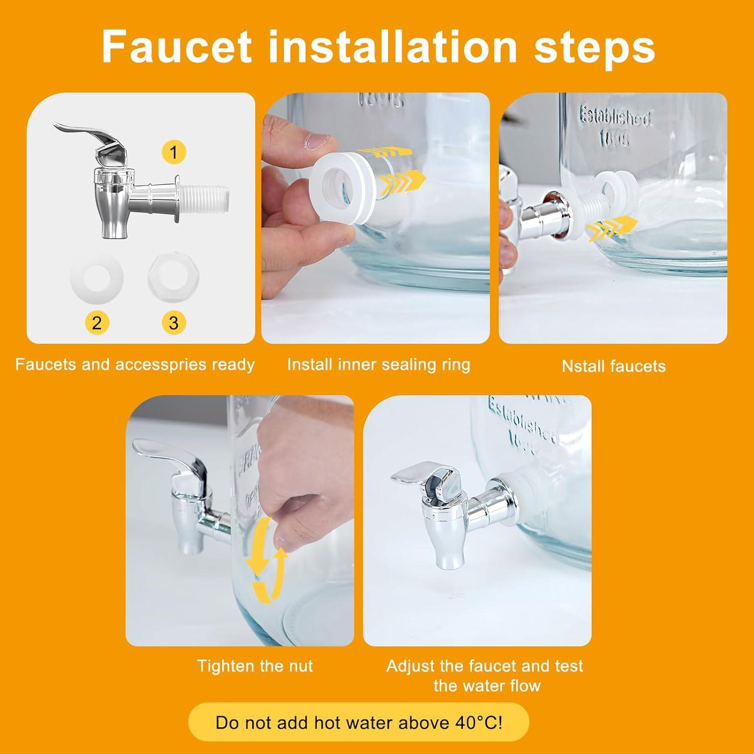 Paquete de 2 dispensadores de vidrio 3.78L con grifo y soporte