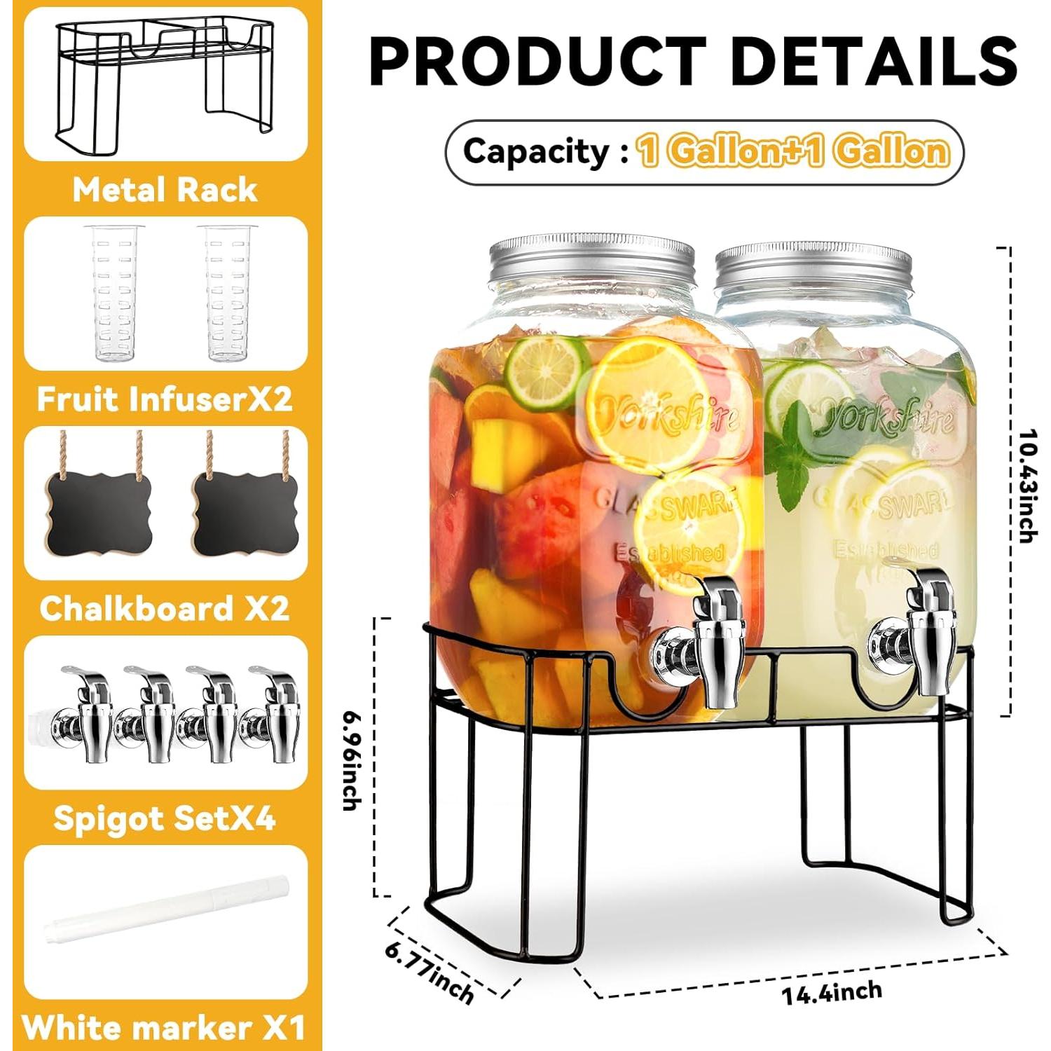 Dispensador de Bebidas de Vidrio Haotao 3.78L Retro Minimalista