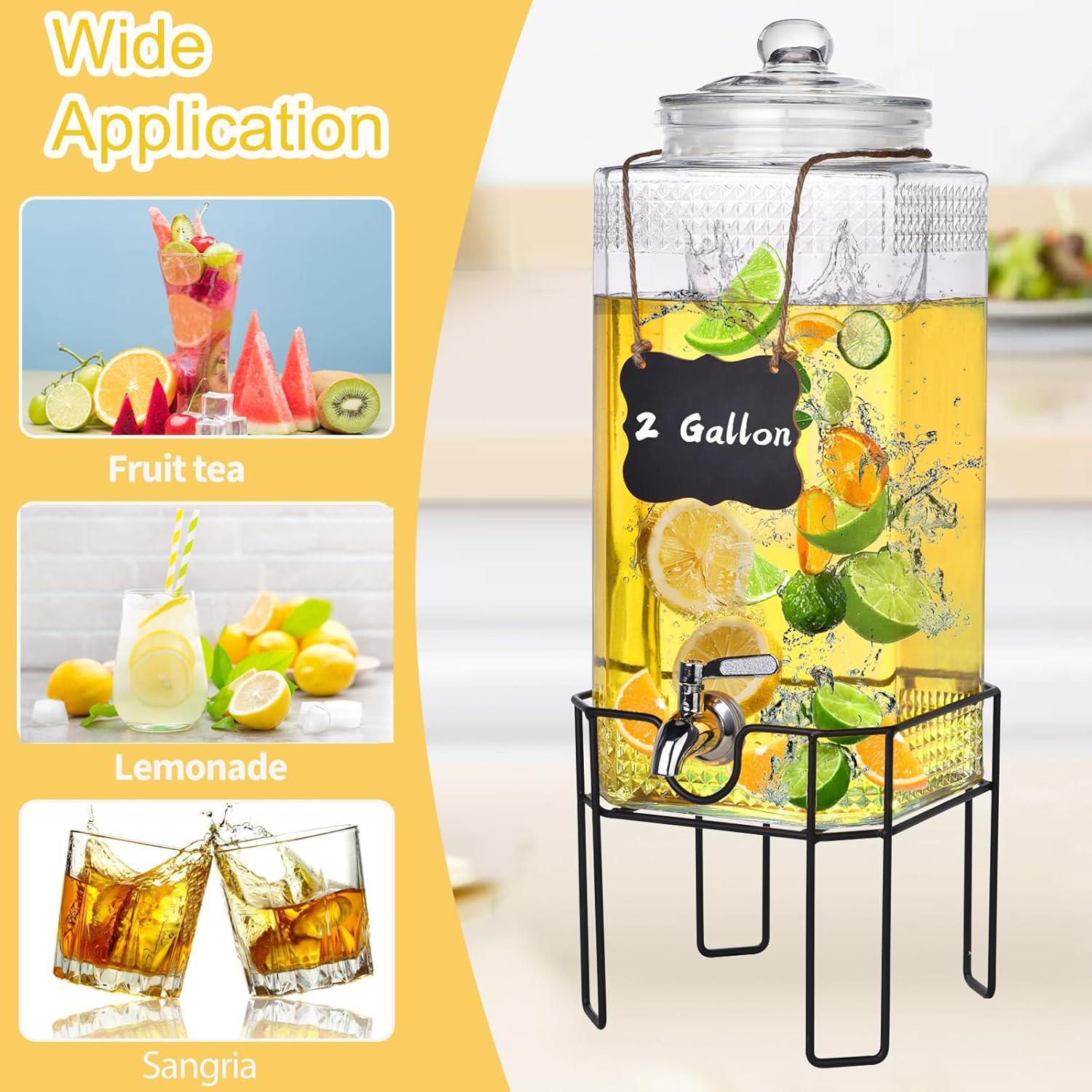 Dispensador de Bebidas de Vidrio Edycur 2 Galones con Grifo