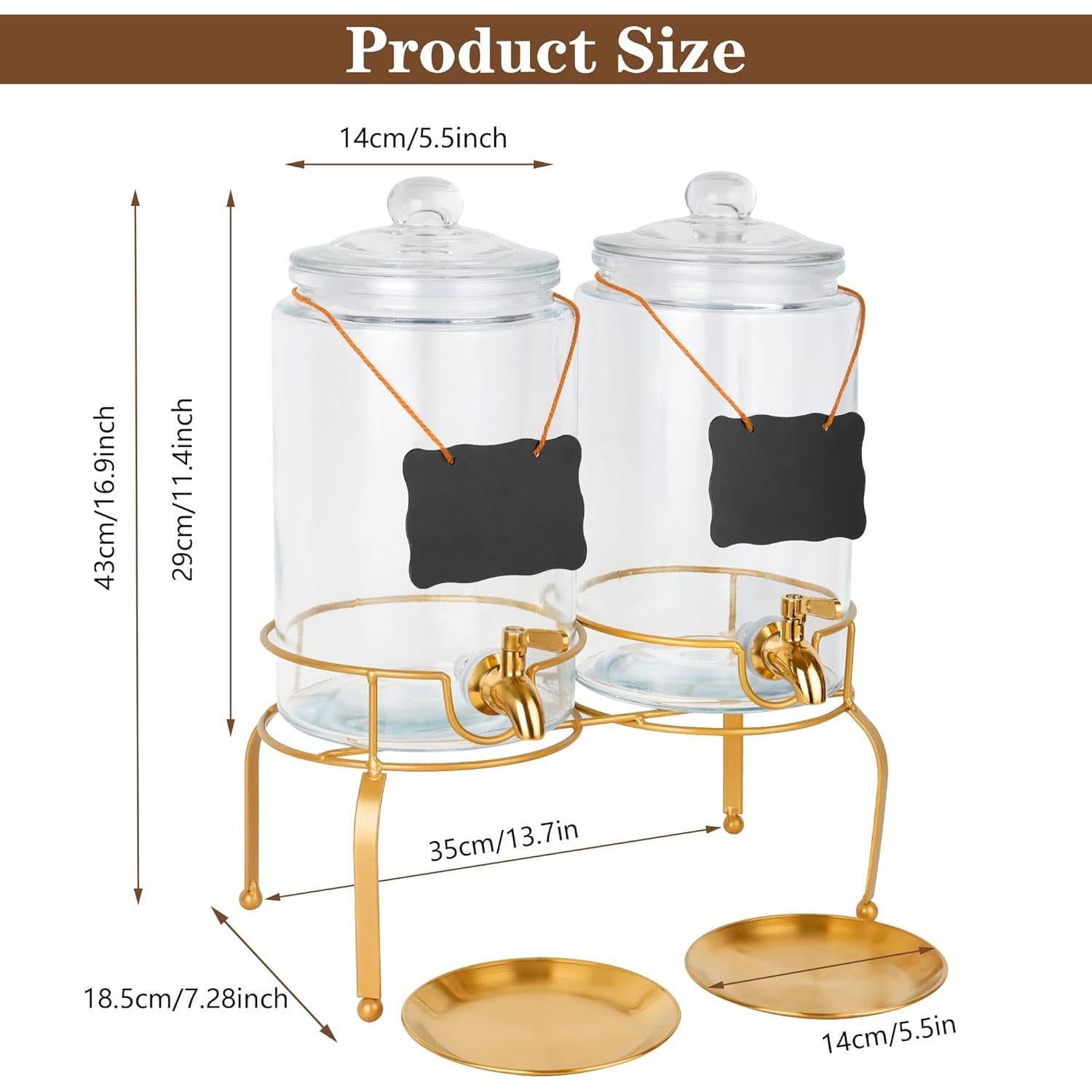 Dispensadores de Bebidas de Vidrio Quald, 2 Piezas 4 Litros