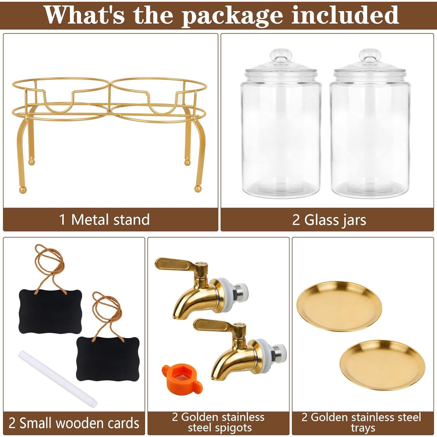 Dispensadores de Bebidas de Vidrio Quald, 2 Piezas 4 Litros