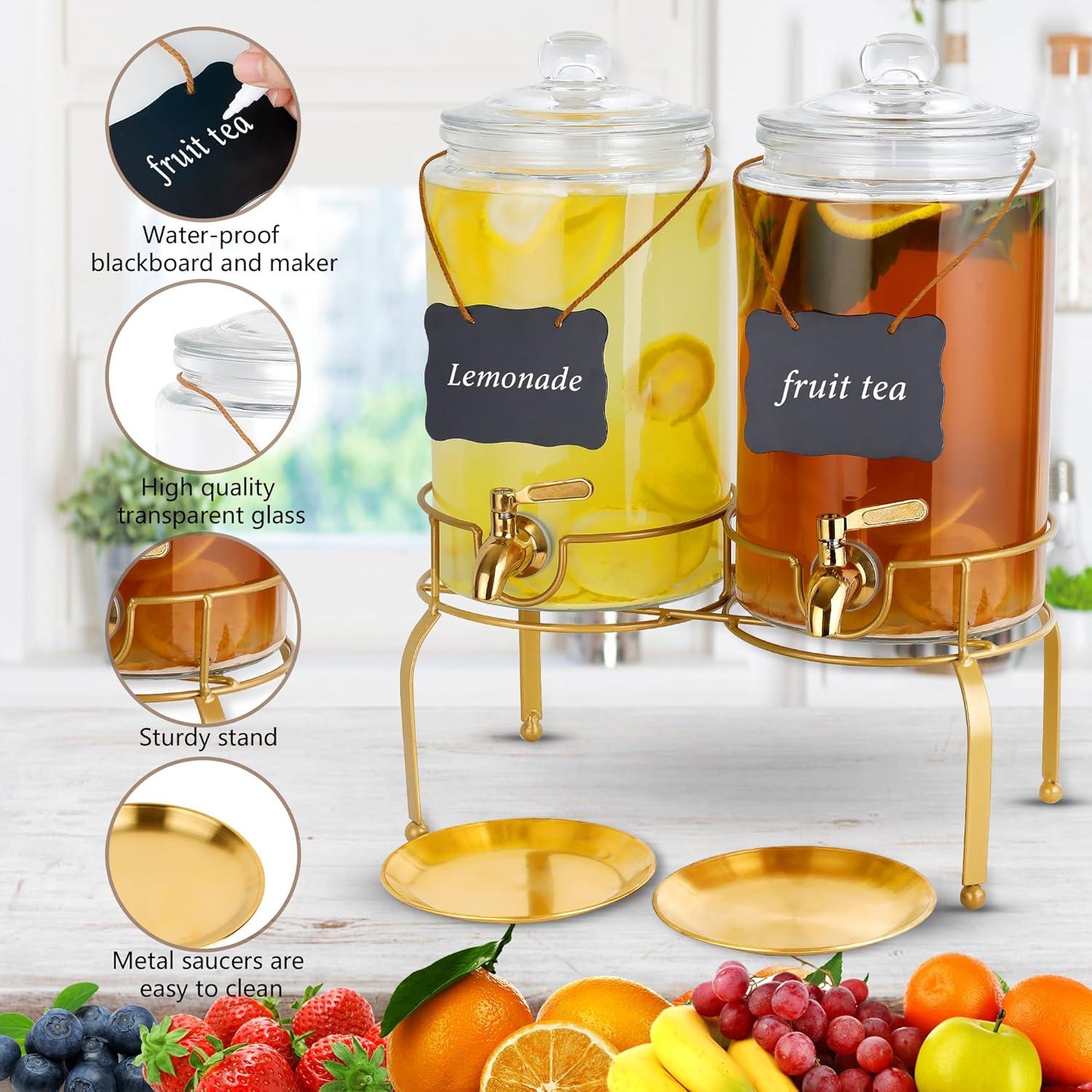 Dispensadores de Bebidas de Vidrio Quald, 2 Piezas 4 Litros