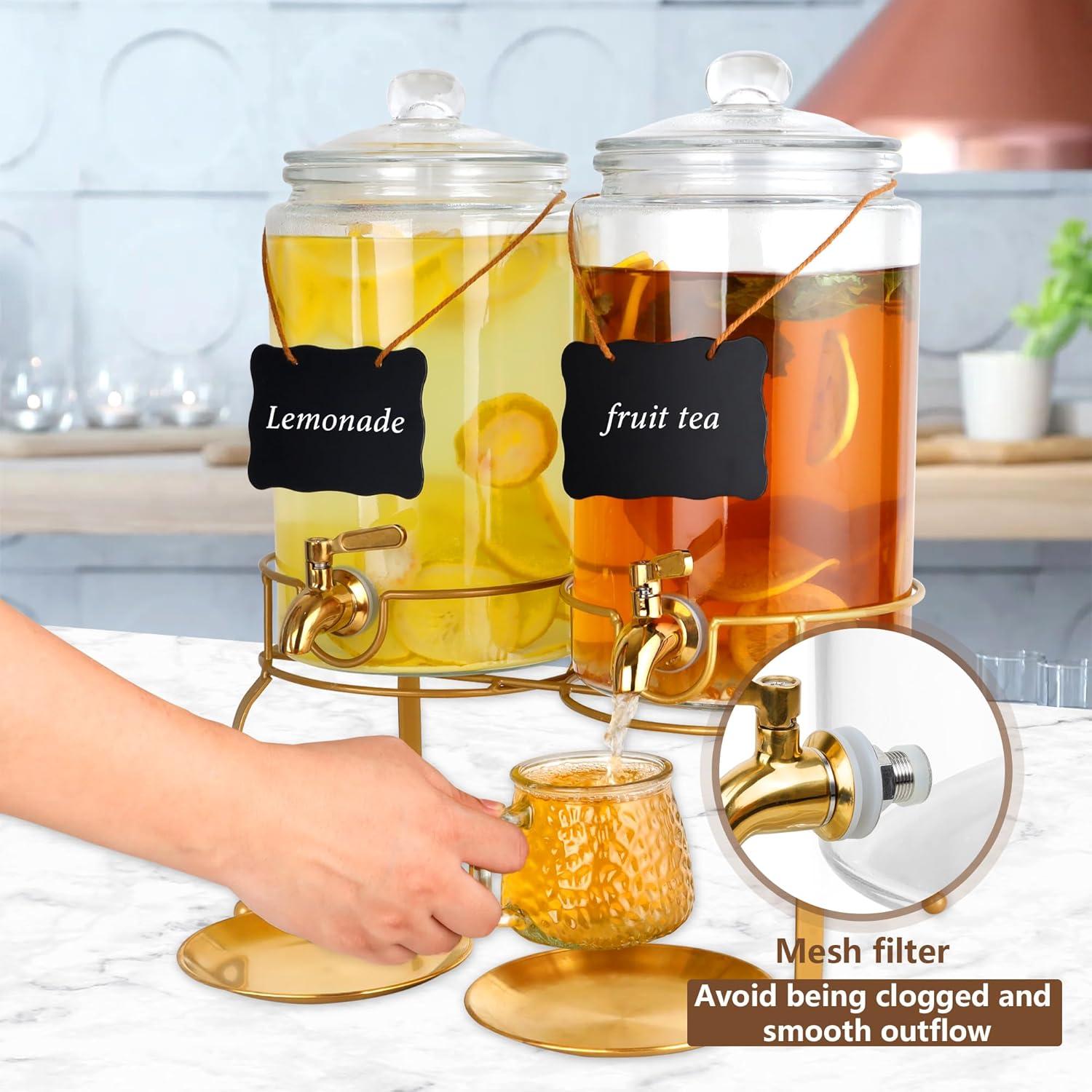 Dispensadores de Bebidas de Vidrio Quald, 2 Piezas 4 Litros