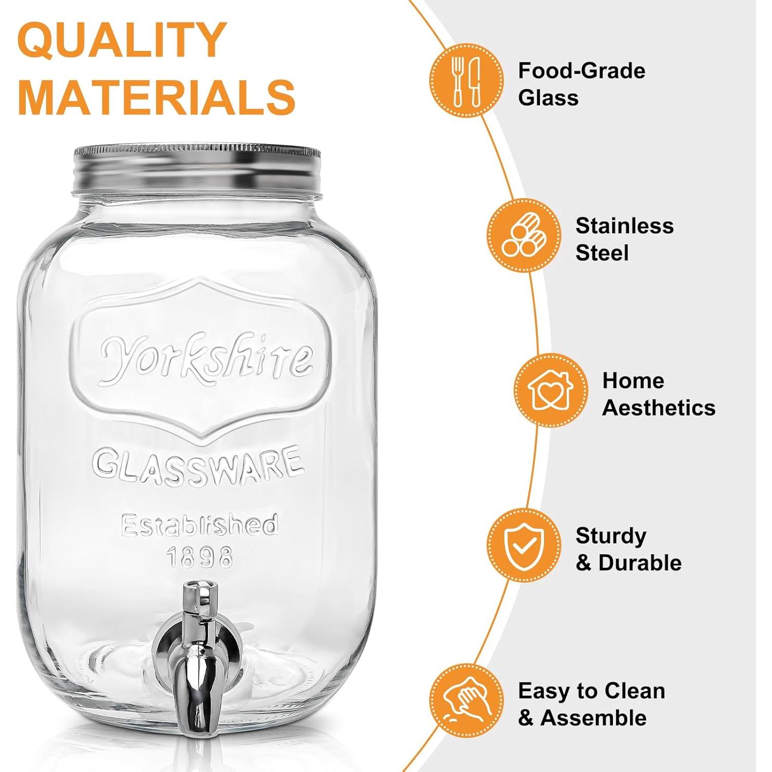 Dispensador de Bebidas de Vidrio Goldfishwa 3.78L con Grifo