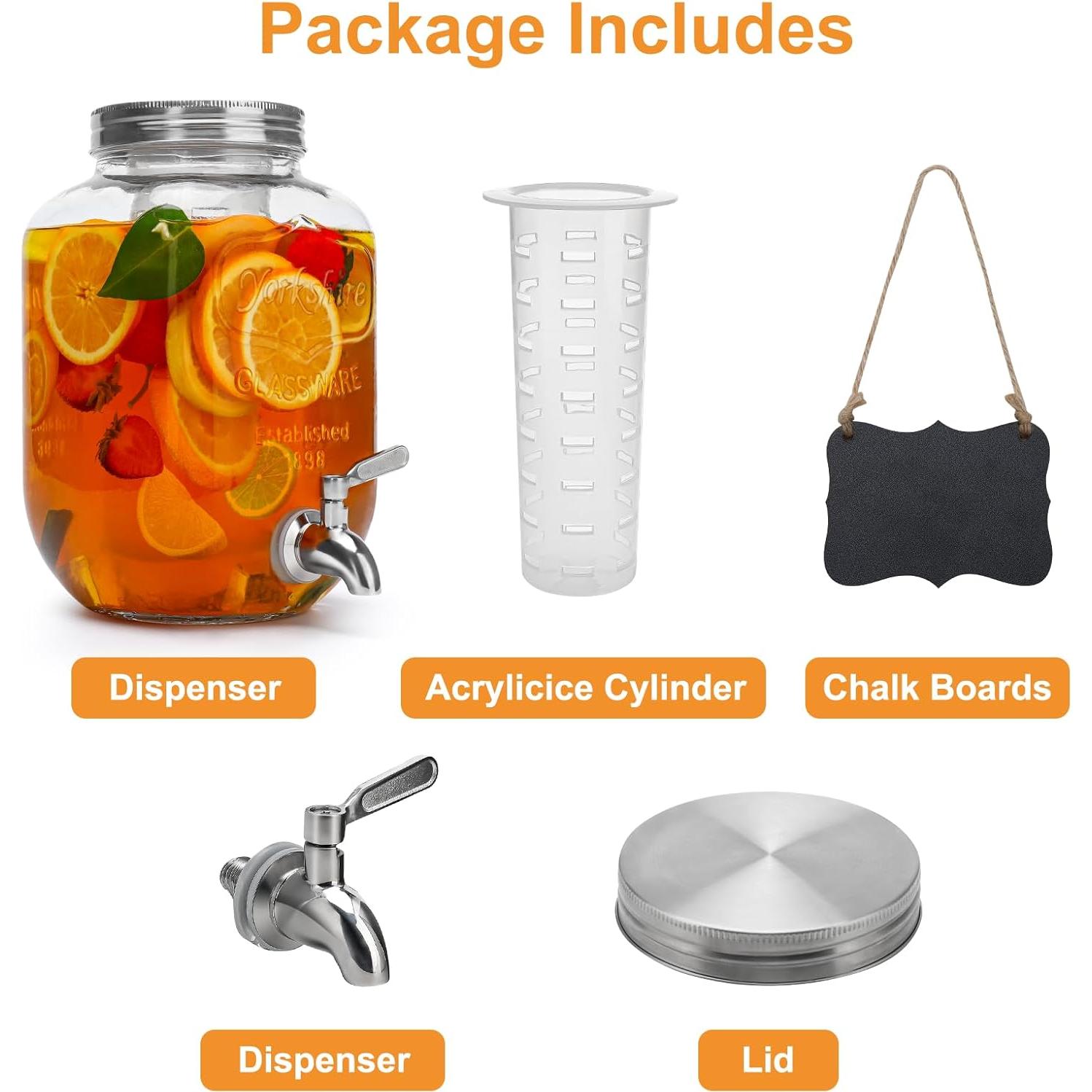 Dispensador de Bebidas de Vidrio Goldfishwa 3.78L con Grifo