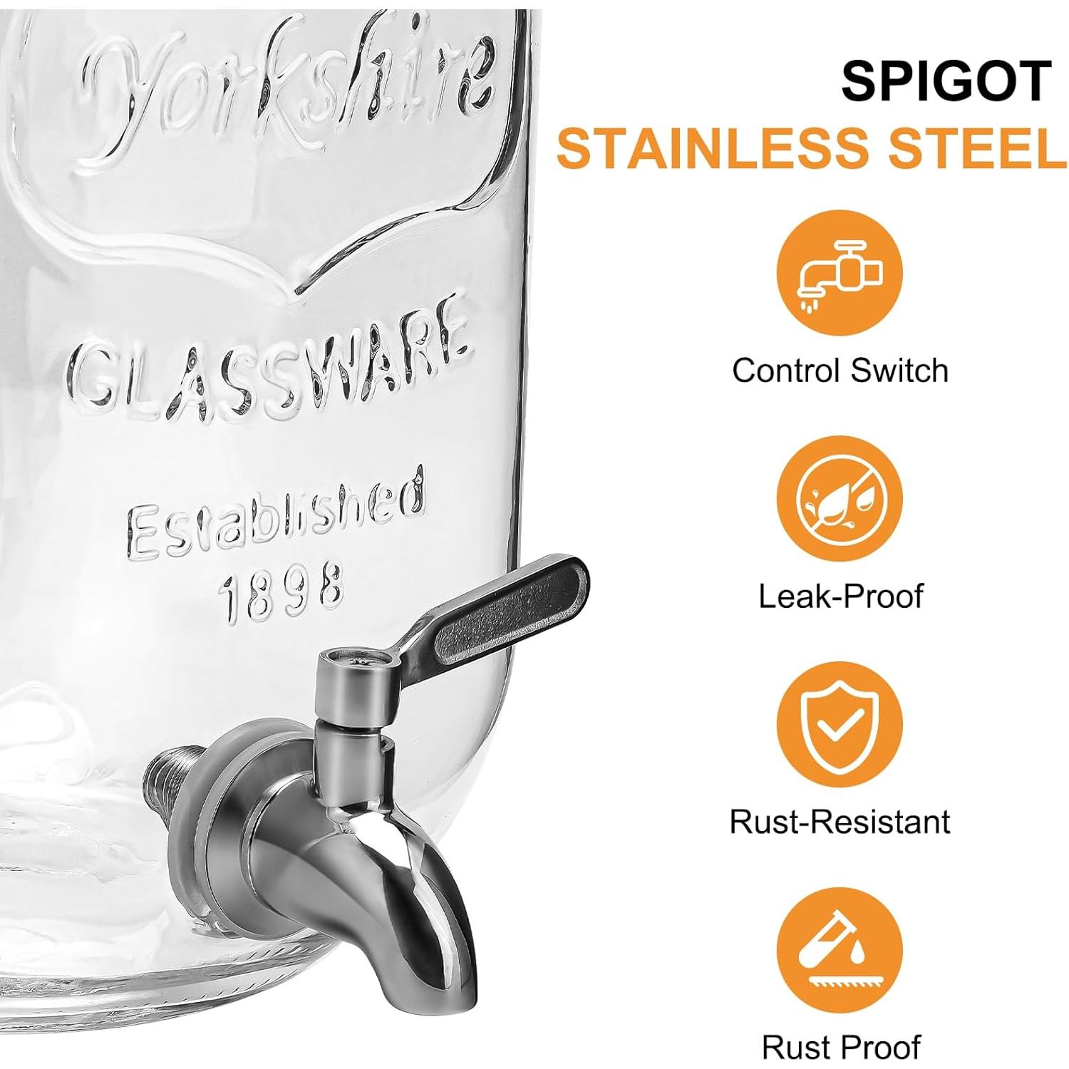 Dispensador de Bebidas de Vidrio Goldfishwa 3.78L con Grifo