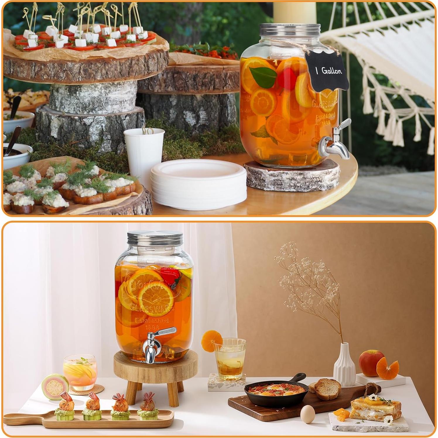 Dispensador de Bebidas de Vidrio Goldfishwa 3.78L con Grifo