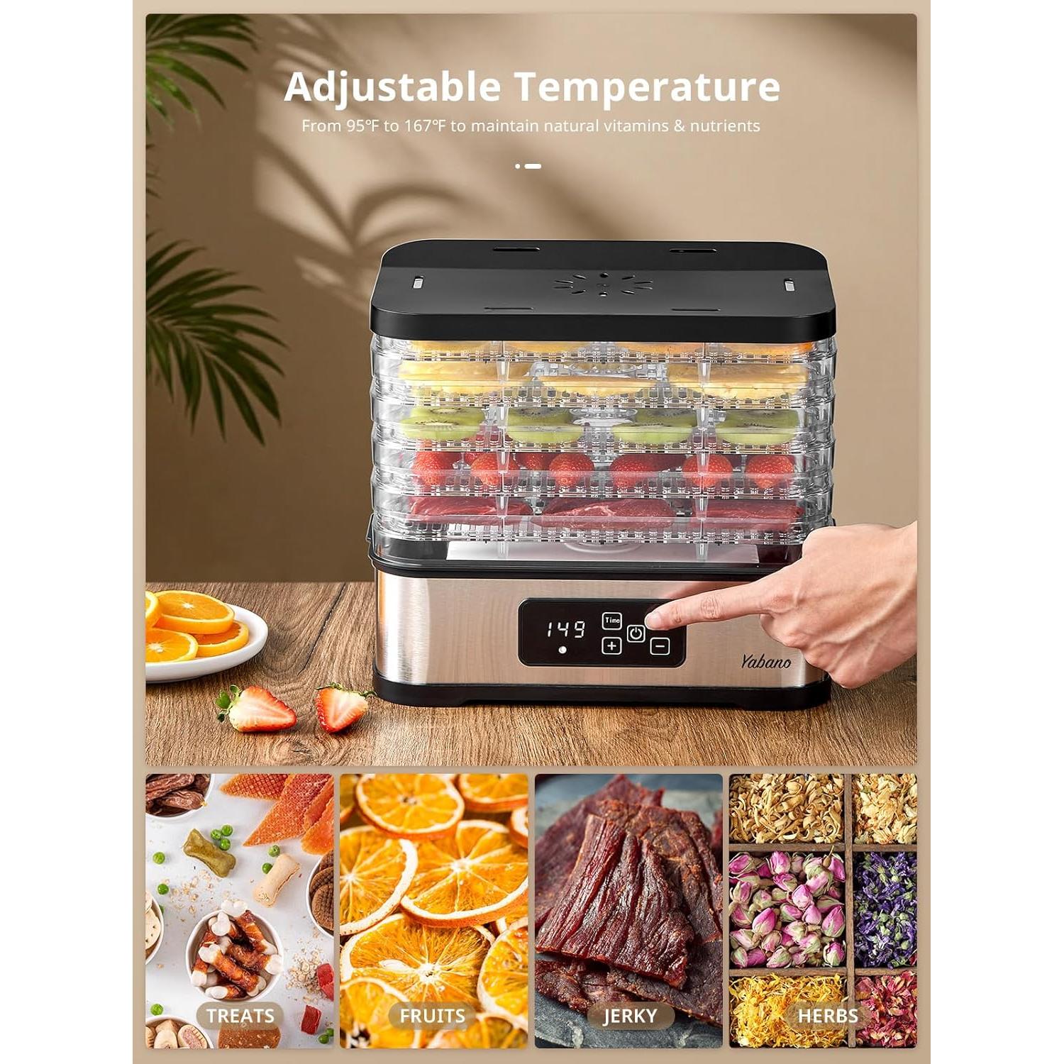 Deshidratador de Alimentos Yabano 250W 5 Bandejas Digital