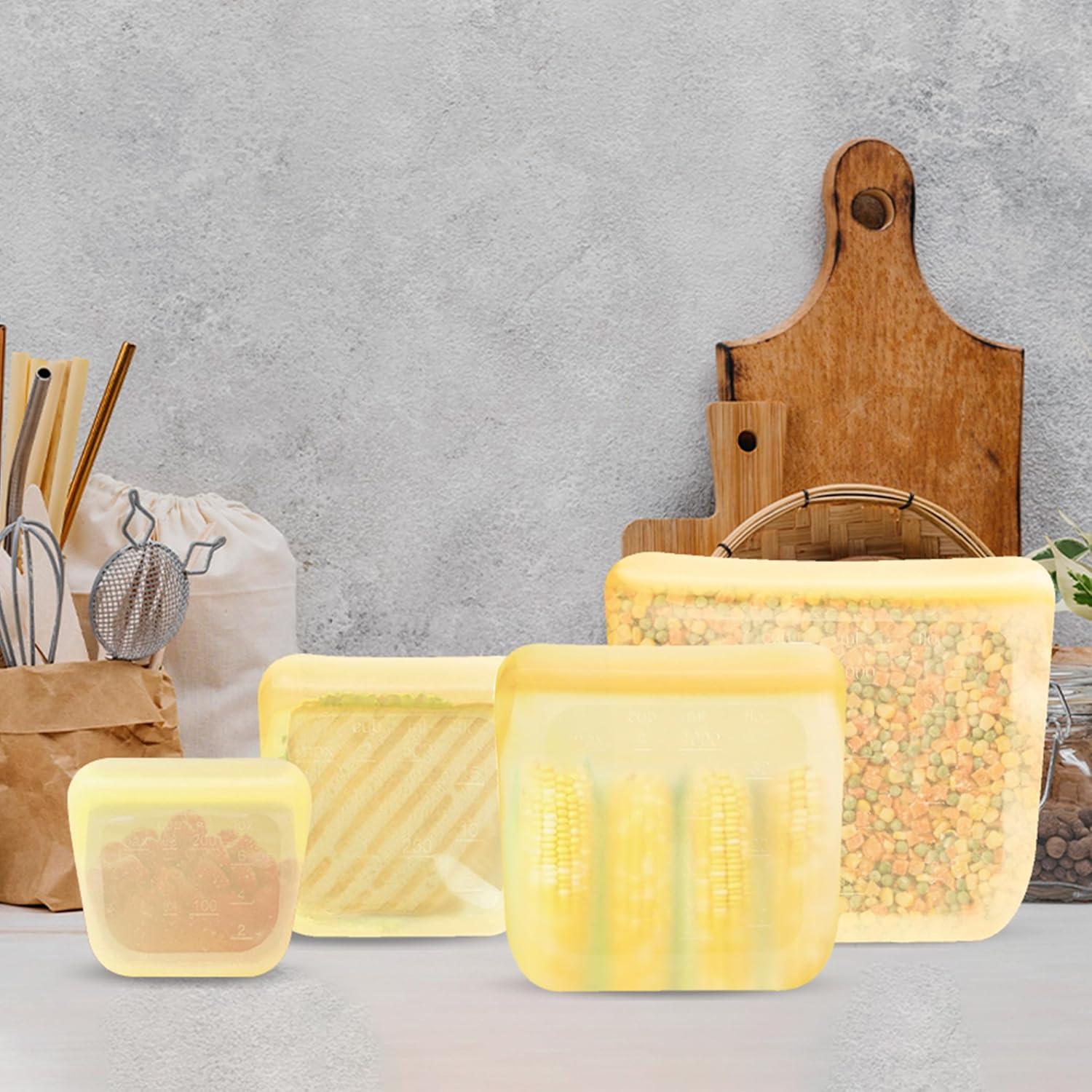 Set de 5 Bolsas de Silicona Reutilizables purifyou 170g a 1814g