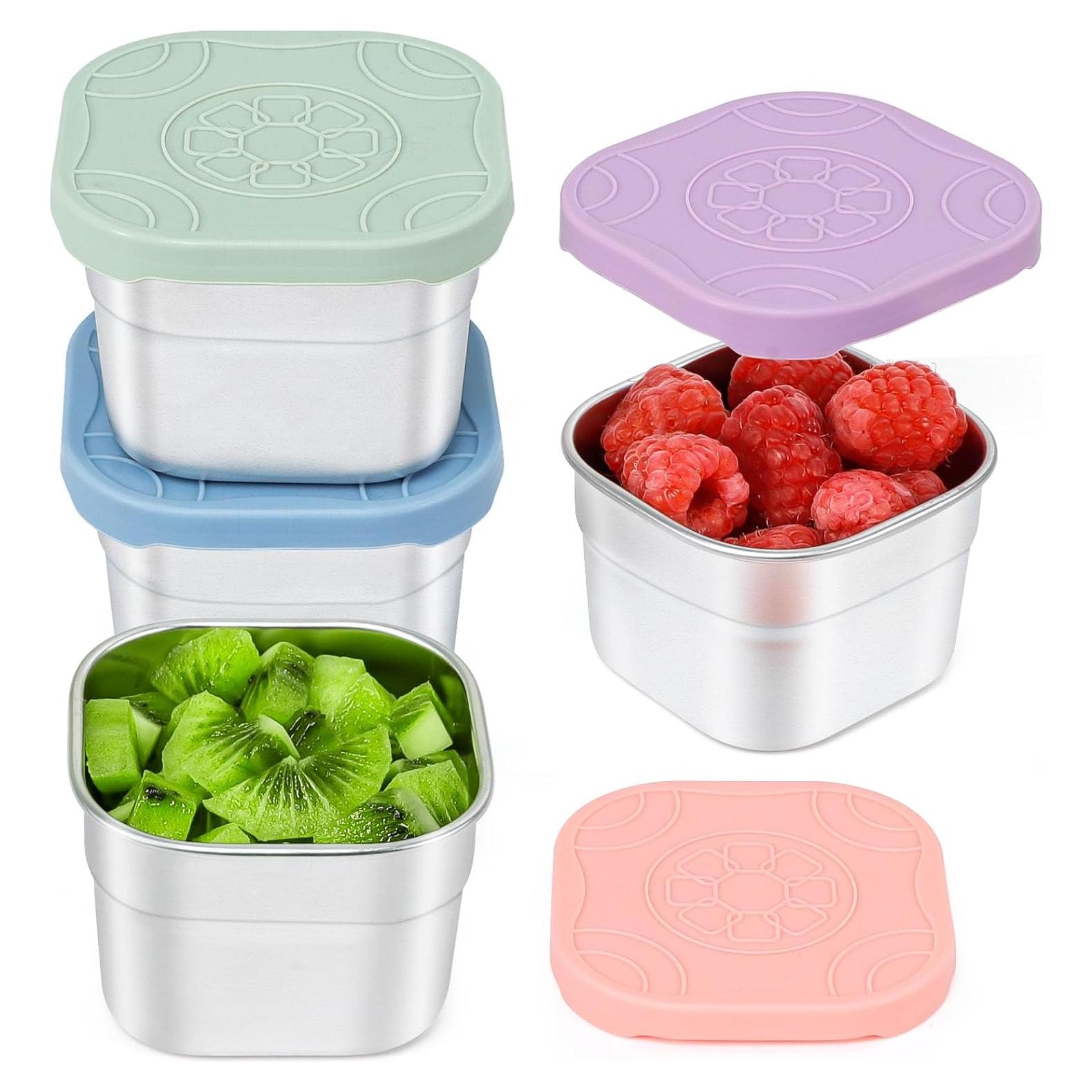 Caperci Contenedores de Acero Inoxidable 4 Pack 133g con Tapas