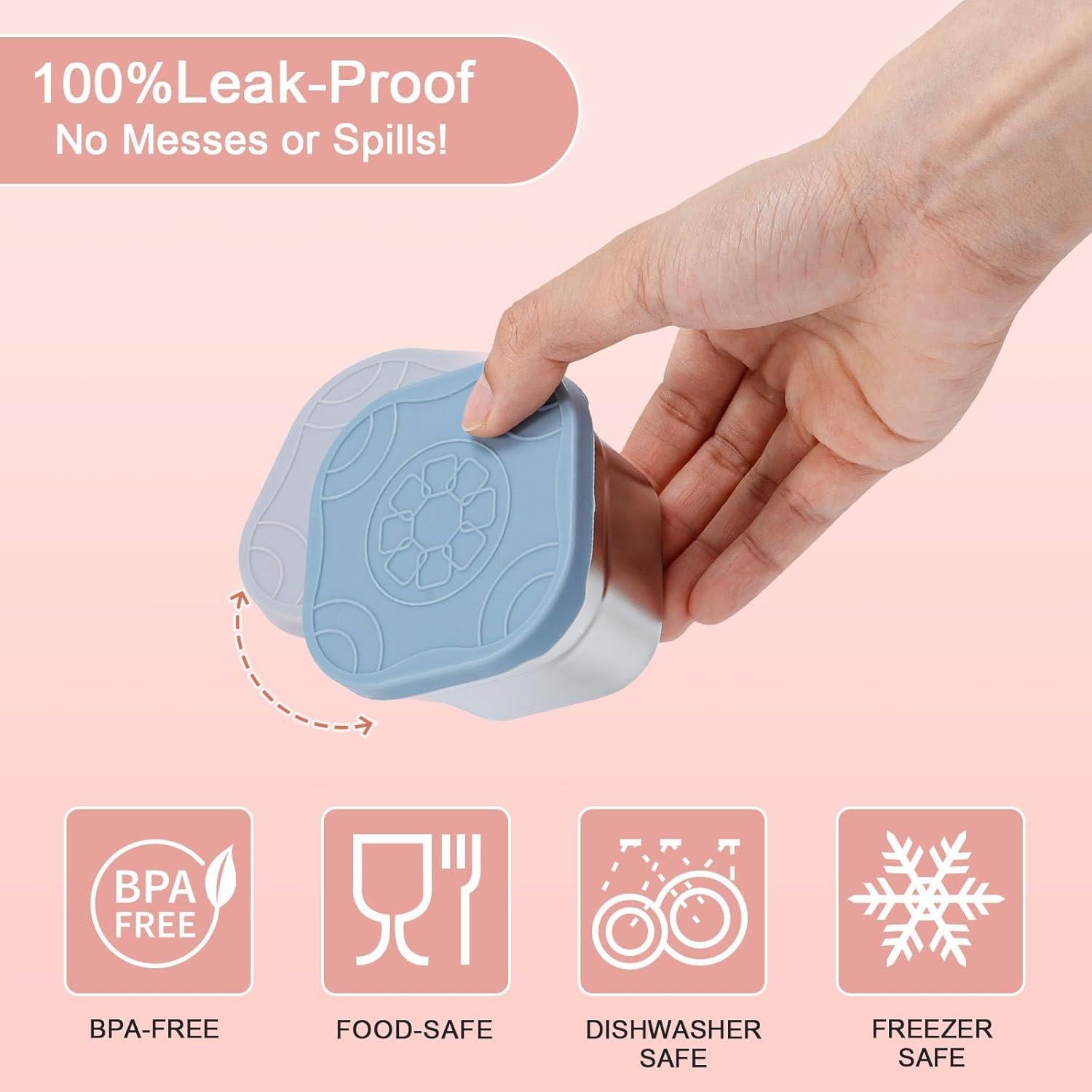 Caperci Contenedores de Acero Inoxidable 4 Pack 133g con Tapas