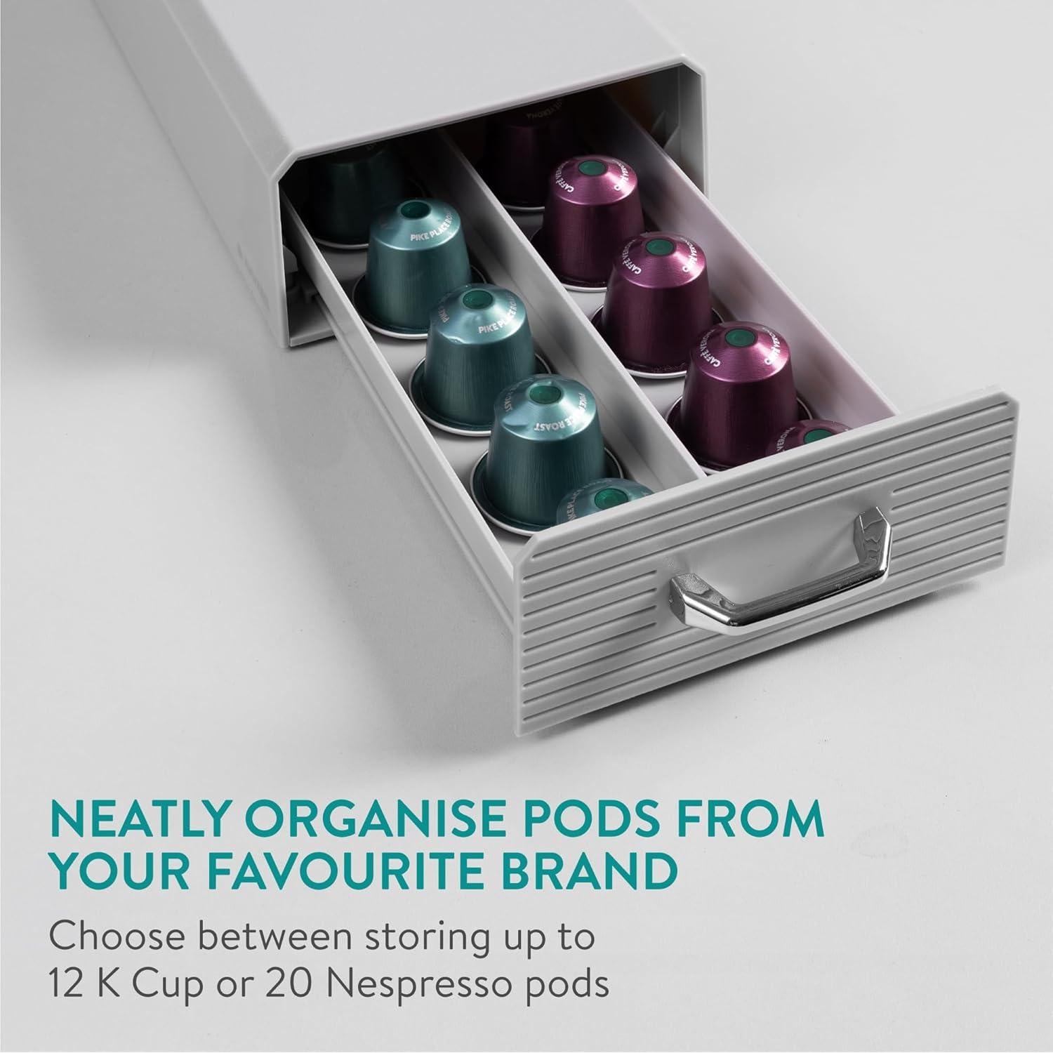 Soporte para cápsulas de café Navaris Gris - Organizador compacto
